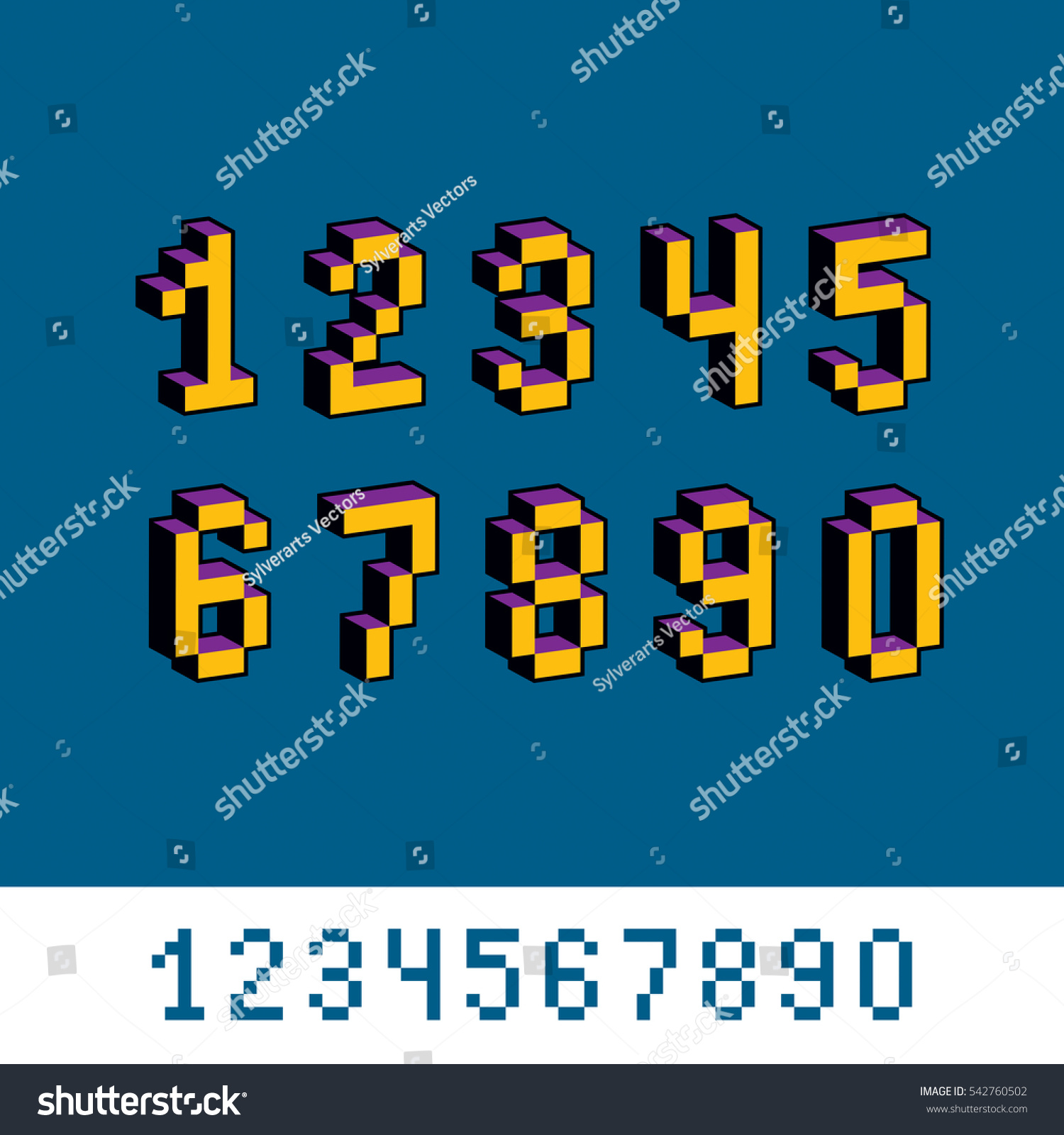 Digits Numerals Created 8 Bit Style Stock Illustration 542760502