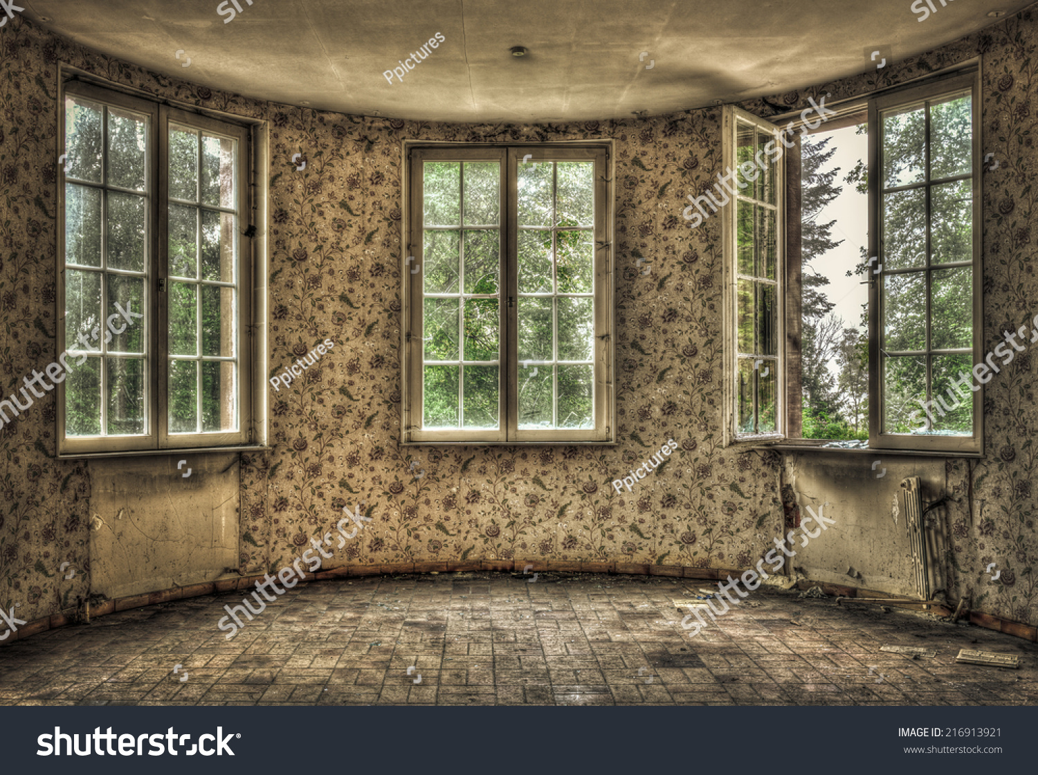 Dilapidated Living Room Abandoned House Stock Photo 216913921 ...