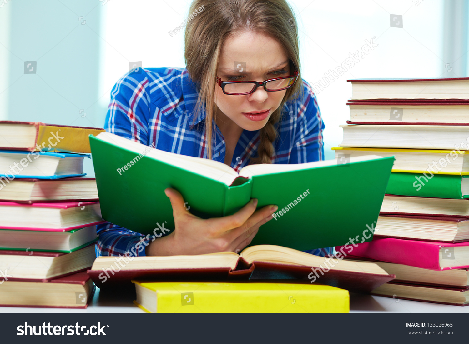 Diligent Student Being Absorbed Studying Stock Photo 133026965 