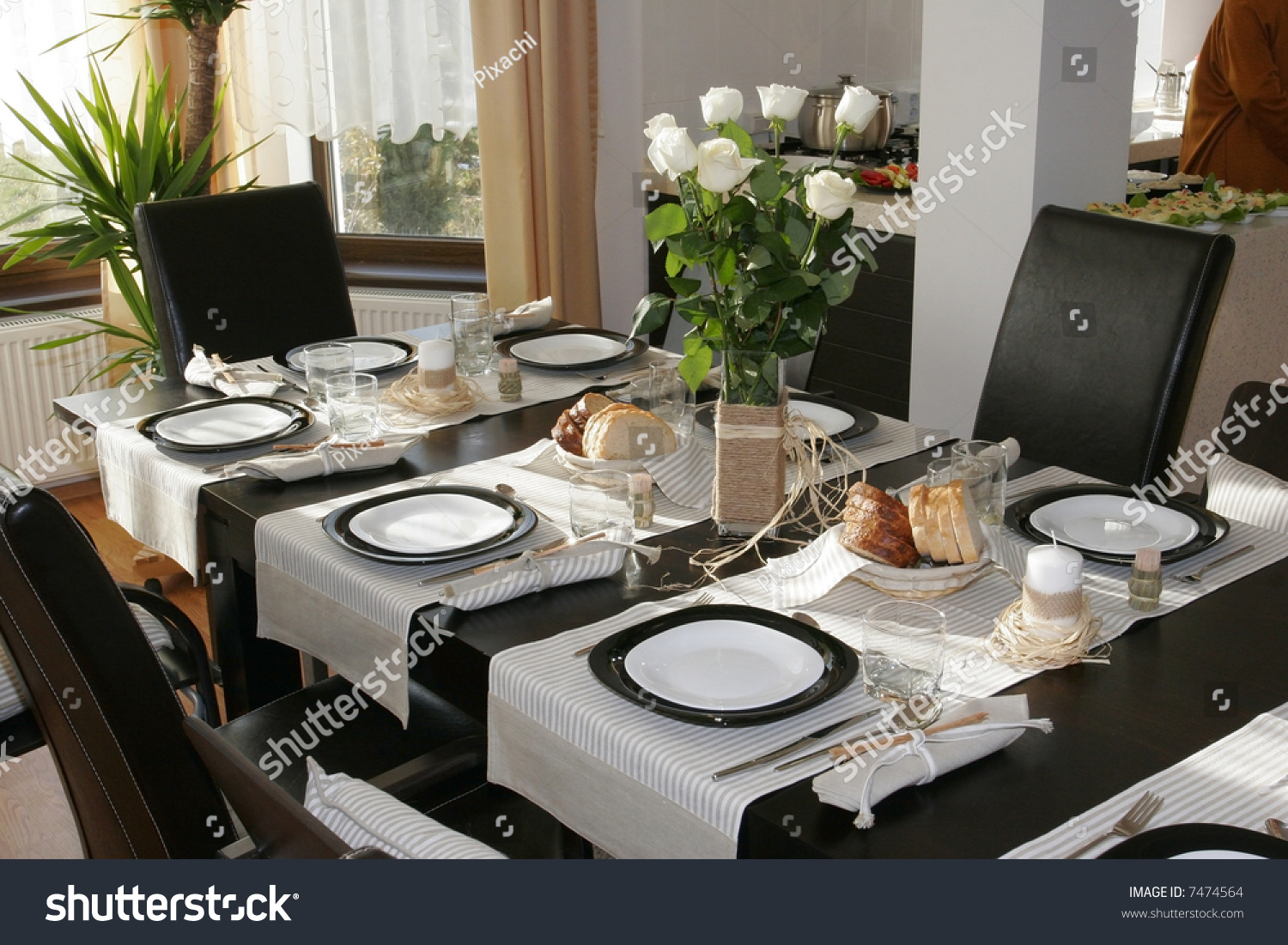 Dining Room Table Elegantly Set Stock Photo 7474564 - Shutterstock