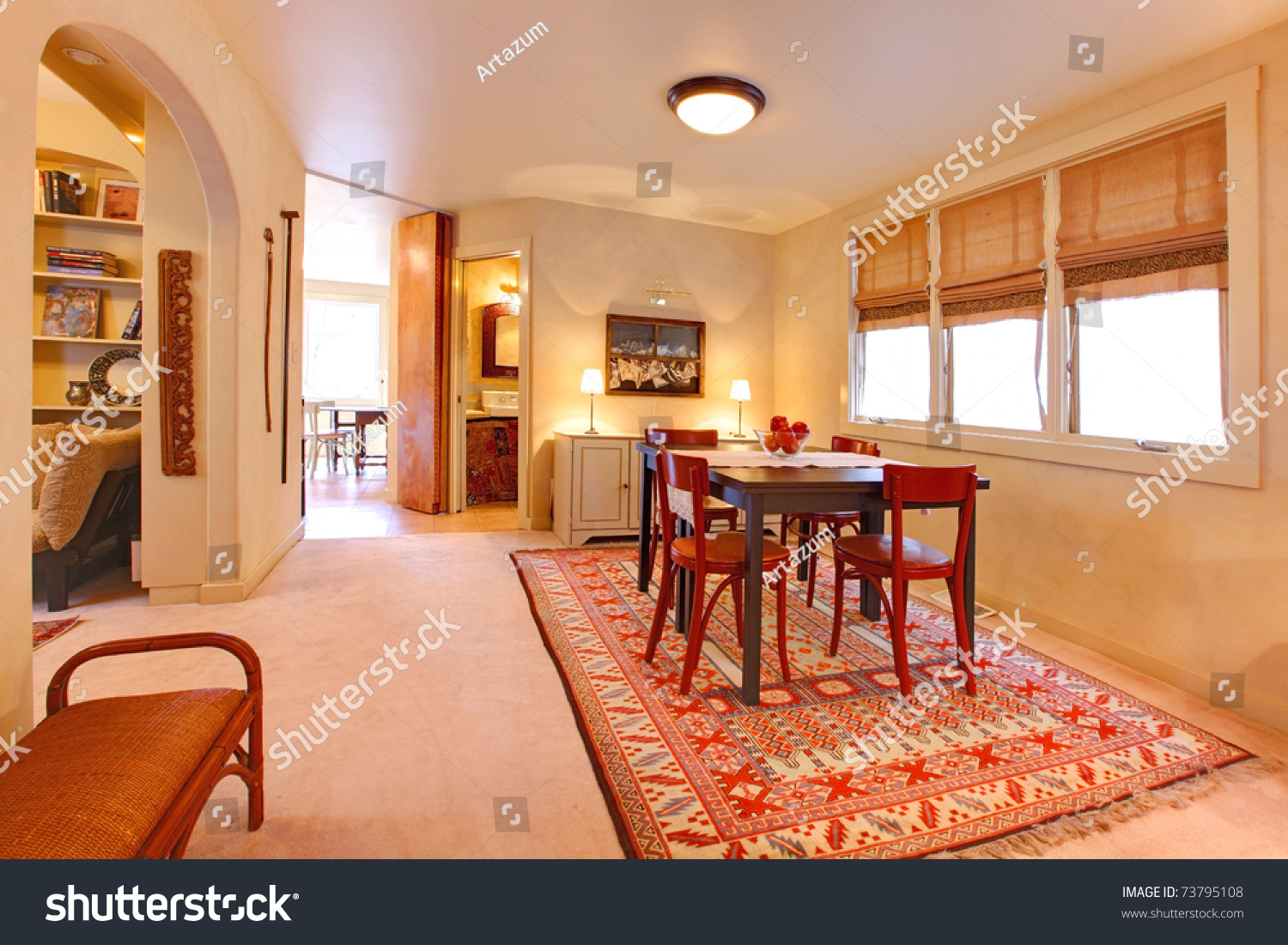 Dining Room Folk Design Warm Yellow Stock Photo 73795108