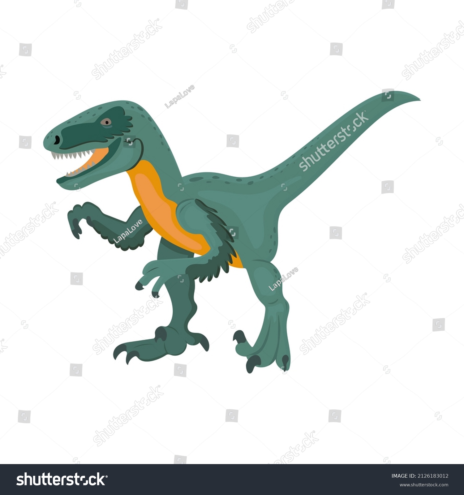 Dinosaurs Velociraptor Isolated On White Background Stock Illustration ...