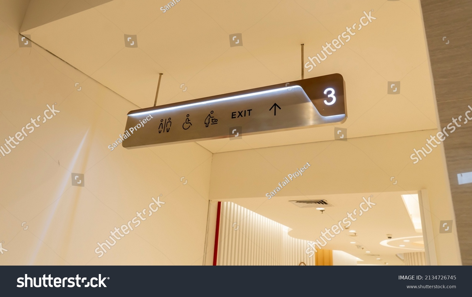 Directional Sign Board Mall Building Low Stock Photo 2134726745 