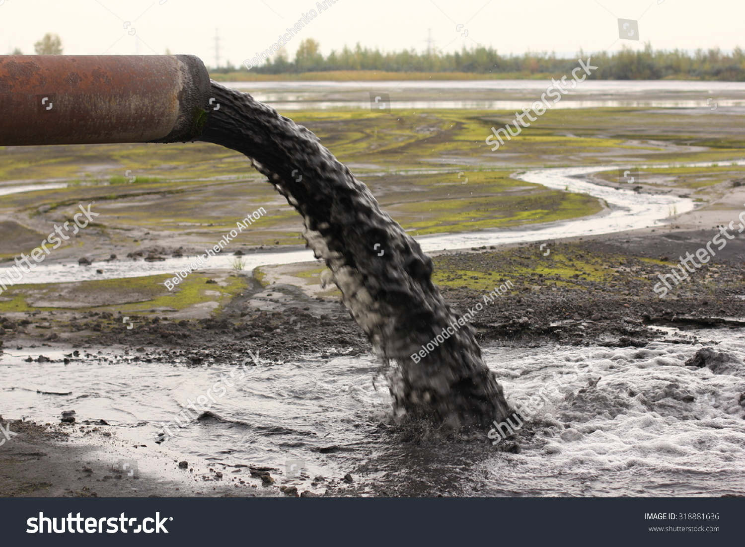 Dirty Water Discharged Into River Stock Photo 318881636 : Shutterstock
