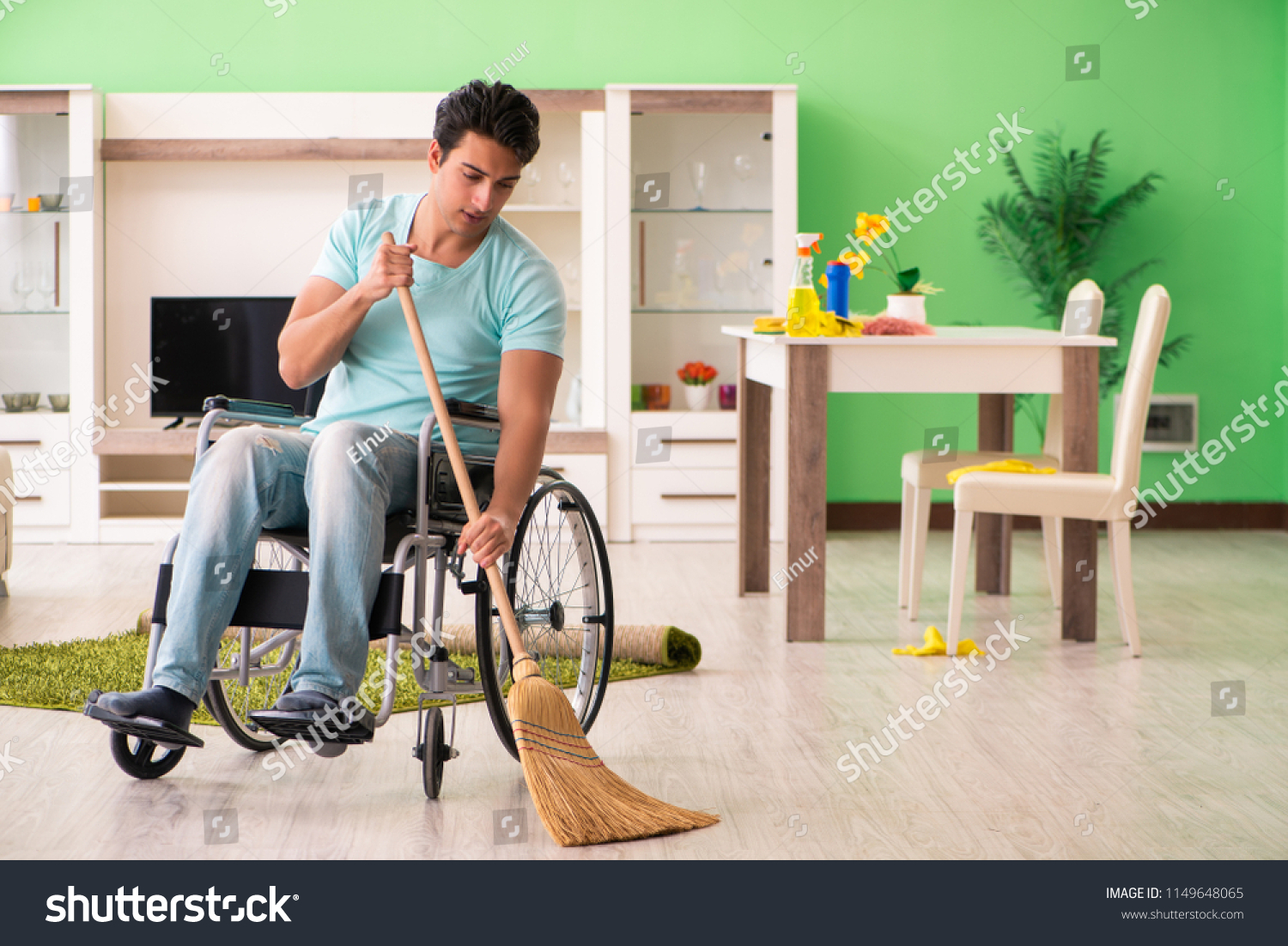  Coral Classic  Template Design Featuring Disabled Man on Wheelchair Cleaning