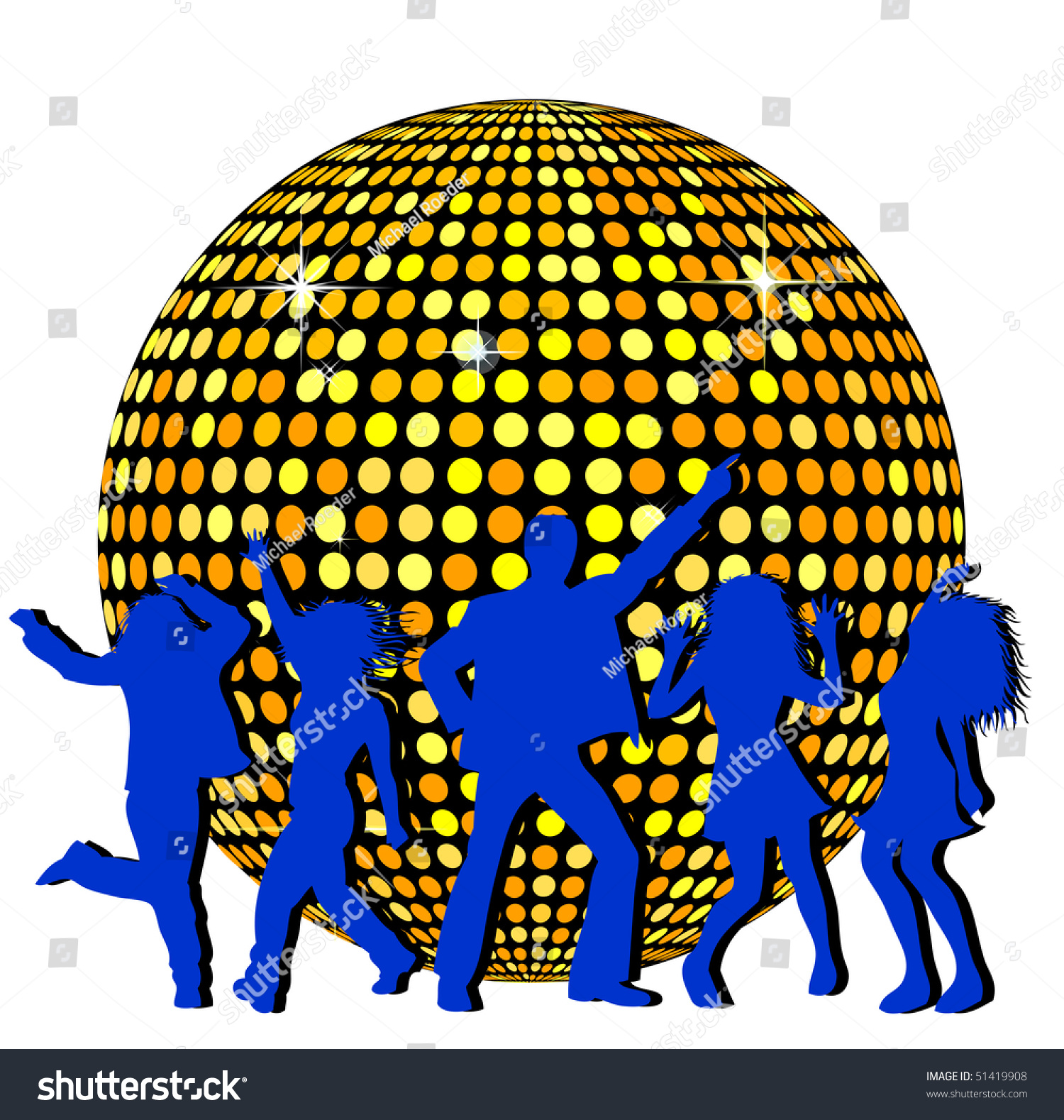 Disco Ball Dancing People Stock Illustration 51419908 - Shutterstock