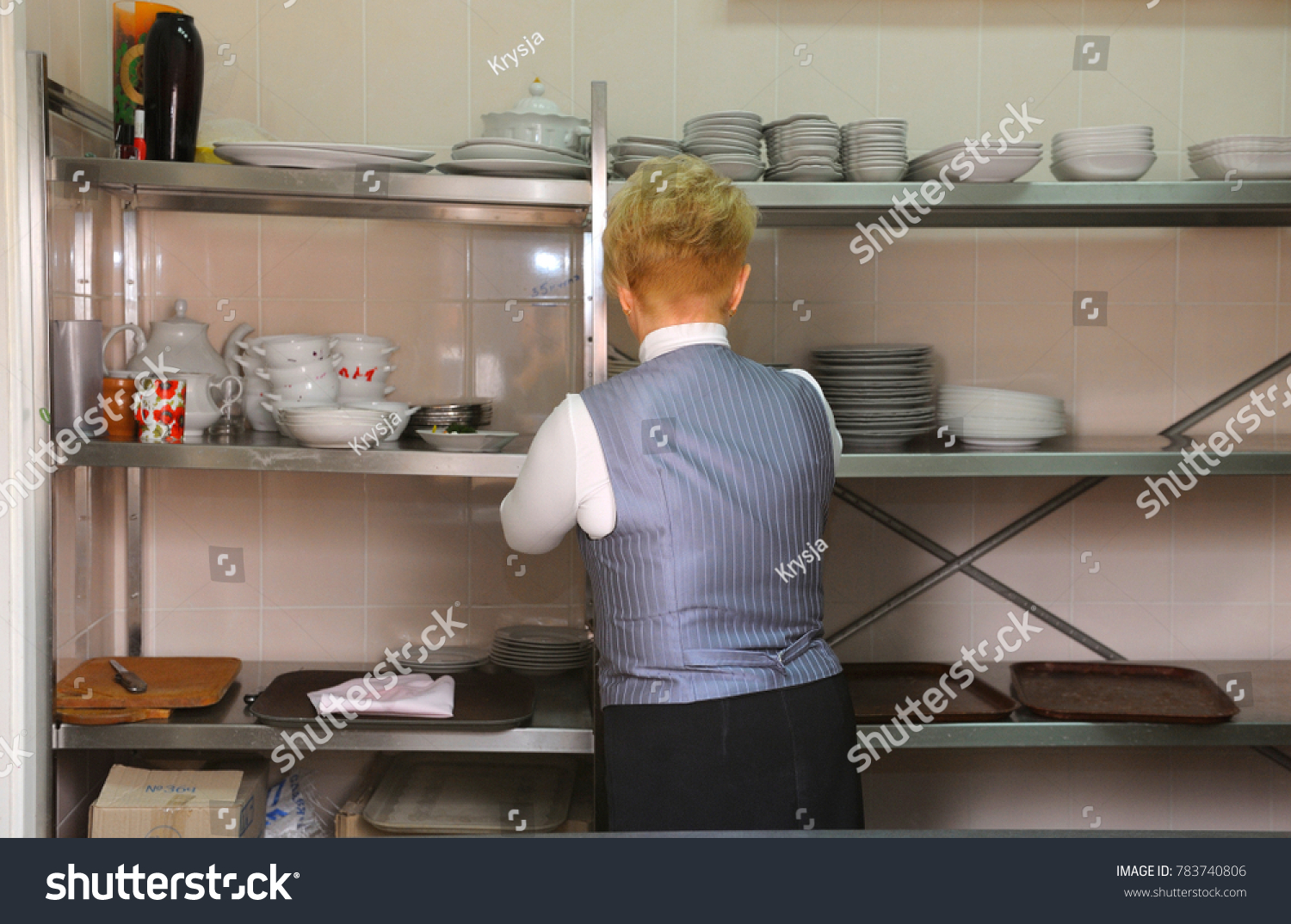 Dishwasher Room Kitchen Worker Sets Dirty Plates For Day Of Opened Door Dishwasher Room Kitchen Worker Sets Dirty Plates For Day Of Opened Door