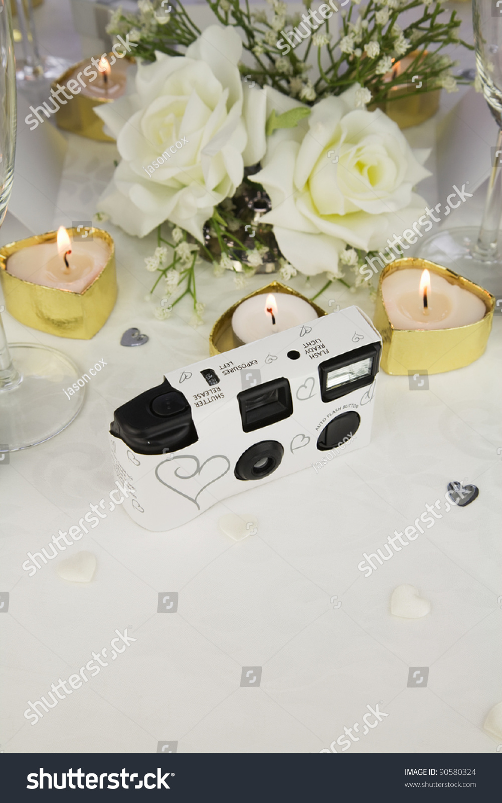 Disposable White Wedding Camera On Wedding Transportation