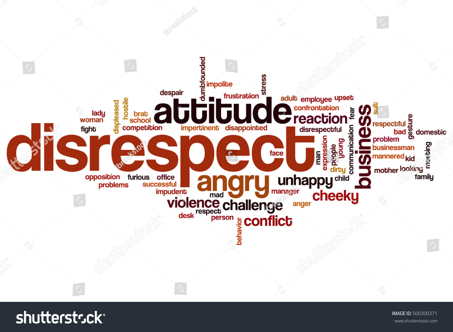 disrespect word cloud concept words related stock illustration