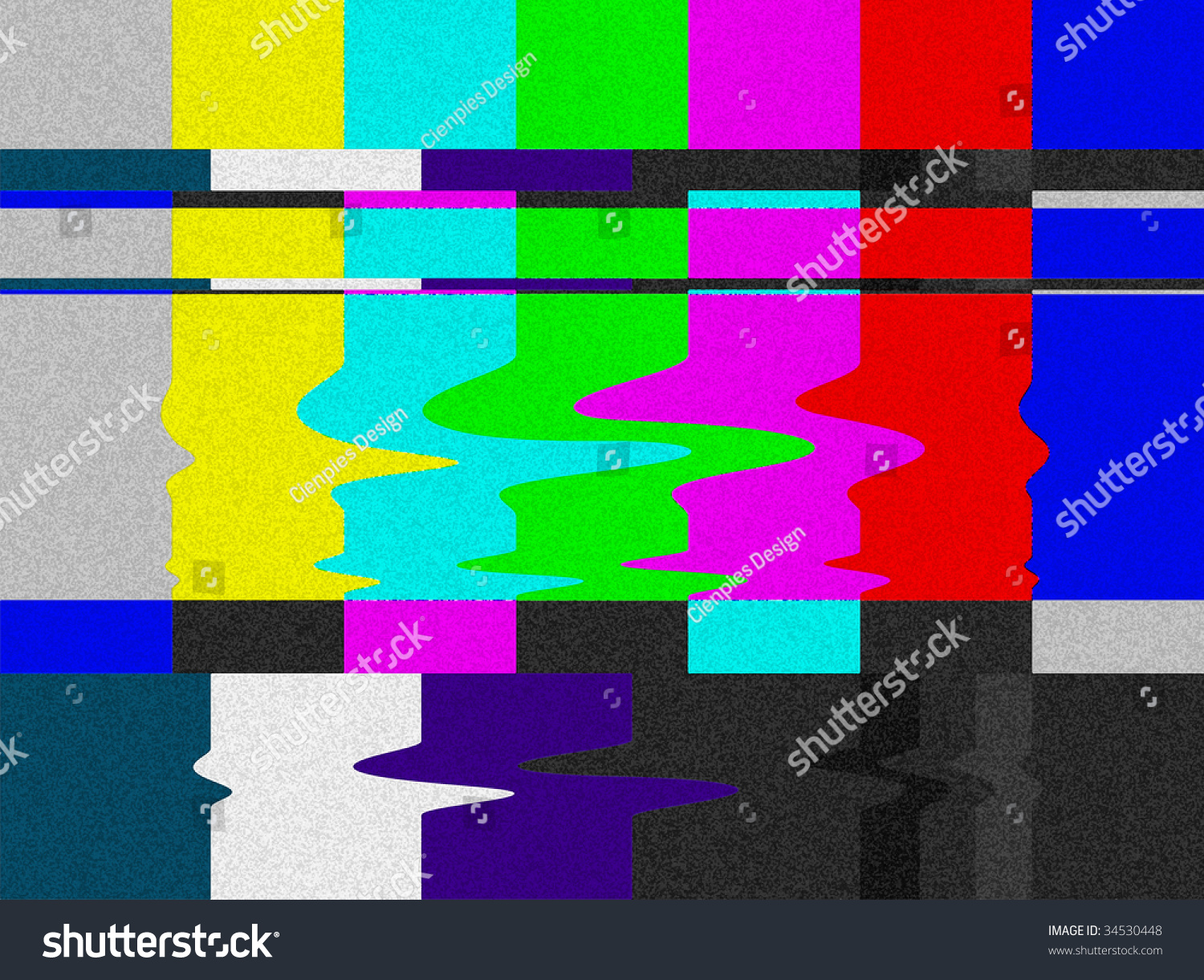 Distorted Television Bars Signal. Error On The Test Signal. Stock Photo ...