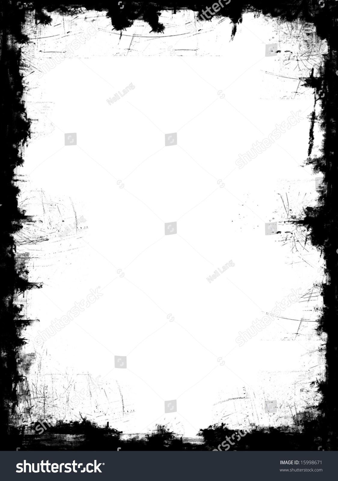 Distressed Black Frame Border White Blank Stock Photo 15998671 ...