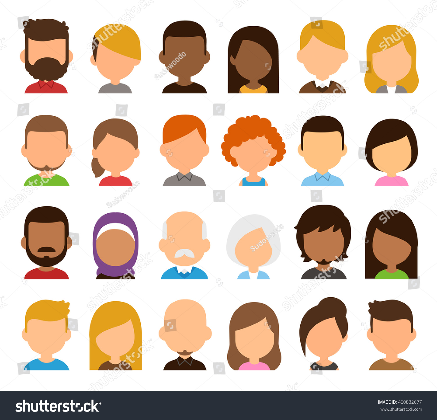 Diverse People Avatar Set Different Skin Stock Illustration 460832677 Shutterstock