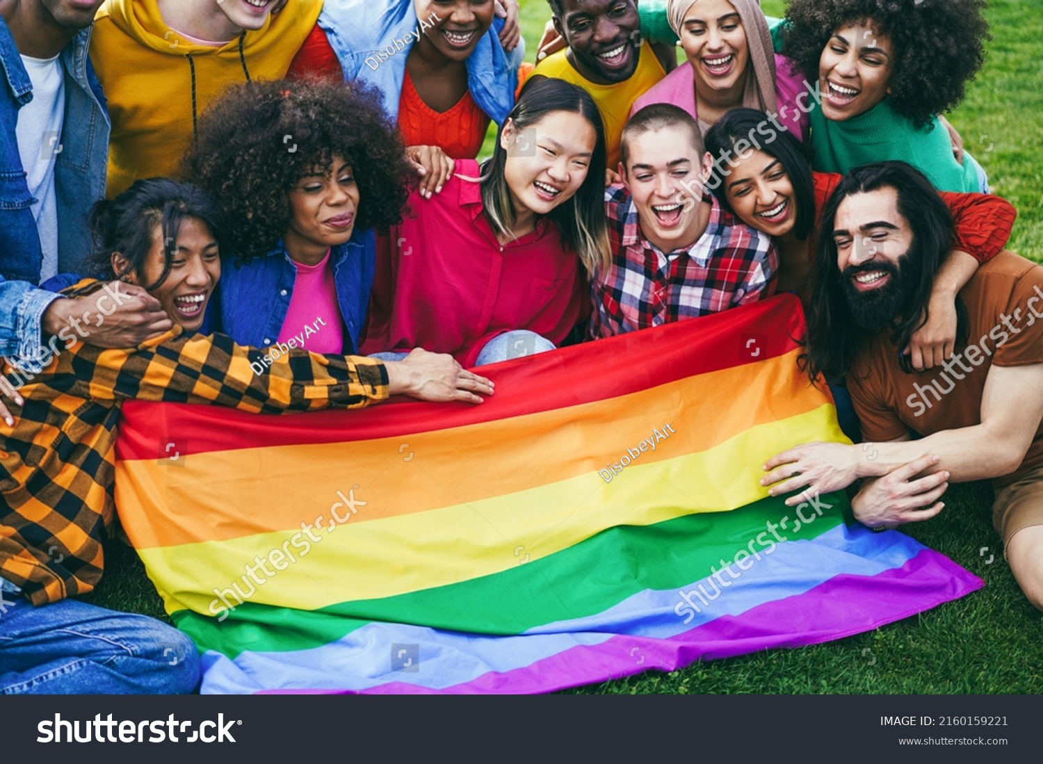 Diverse People Having Fun Holding Lgbt Stock Photo 2160159221 ...