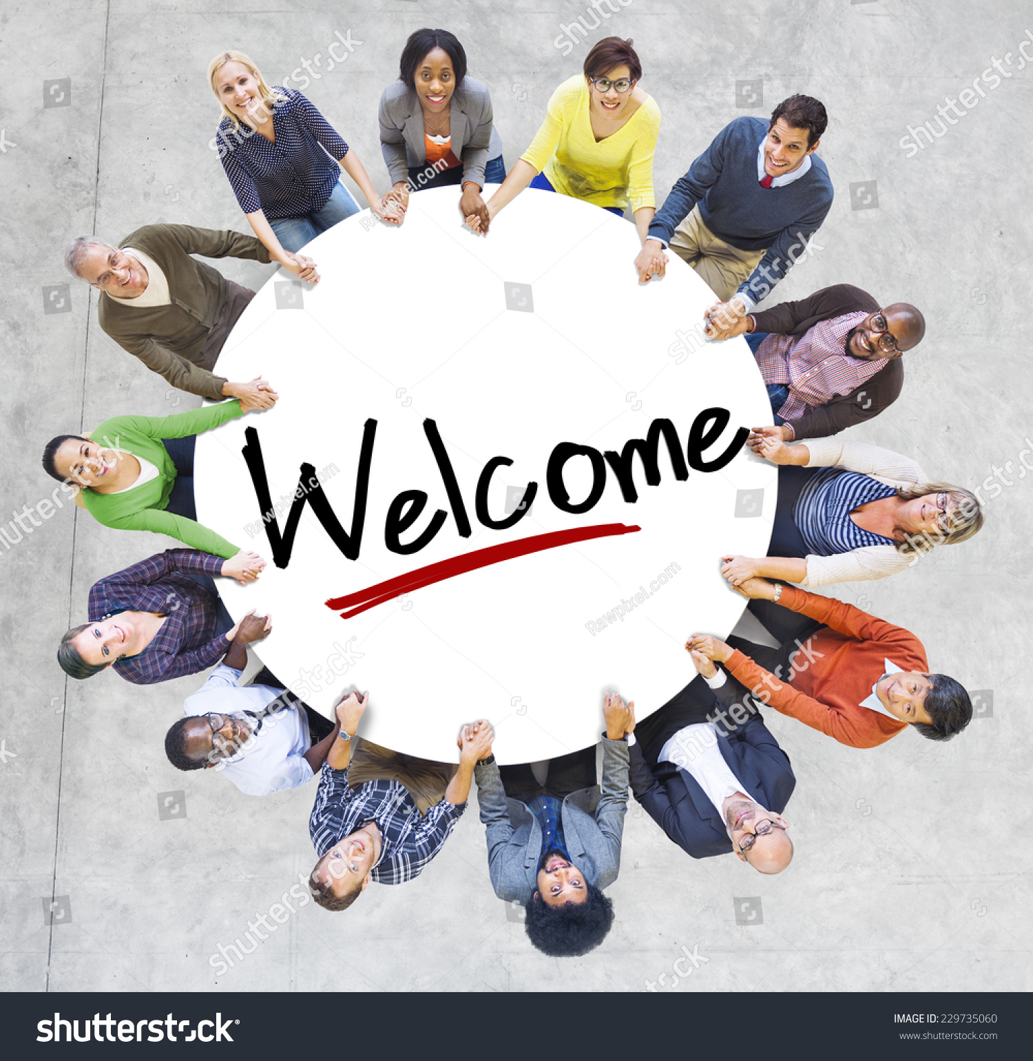 Diverse People Holding Hands Welcome Concept库存照片229735060 Shutterstock