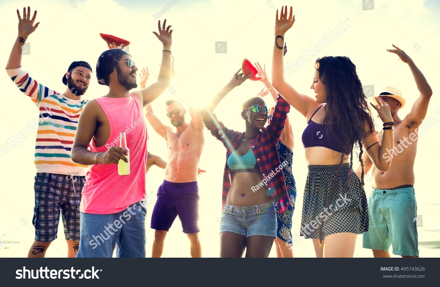 Diverse Young People Fun Beach Concept Stock Photo 495743626 : Shutterstock