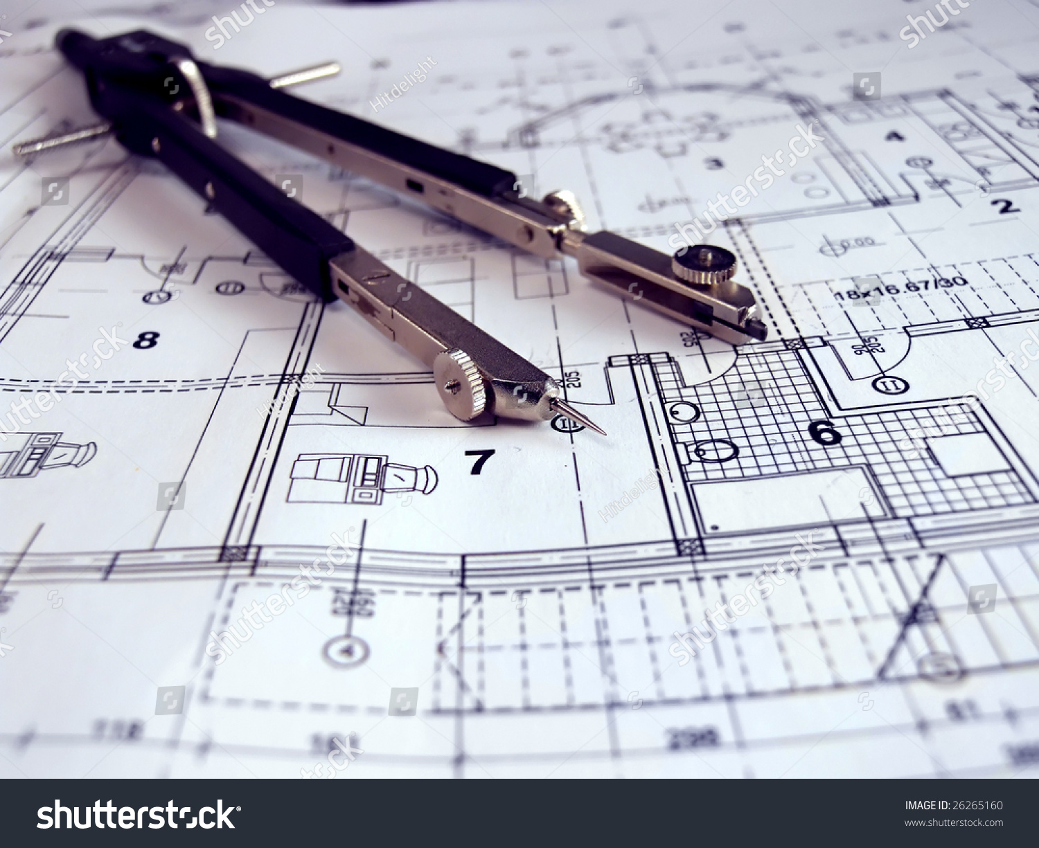 Dividers On Architectural Plan Stock Photo 26265160 : Shutterstock