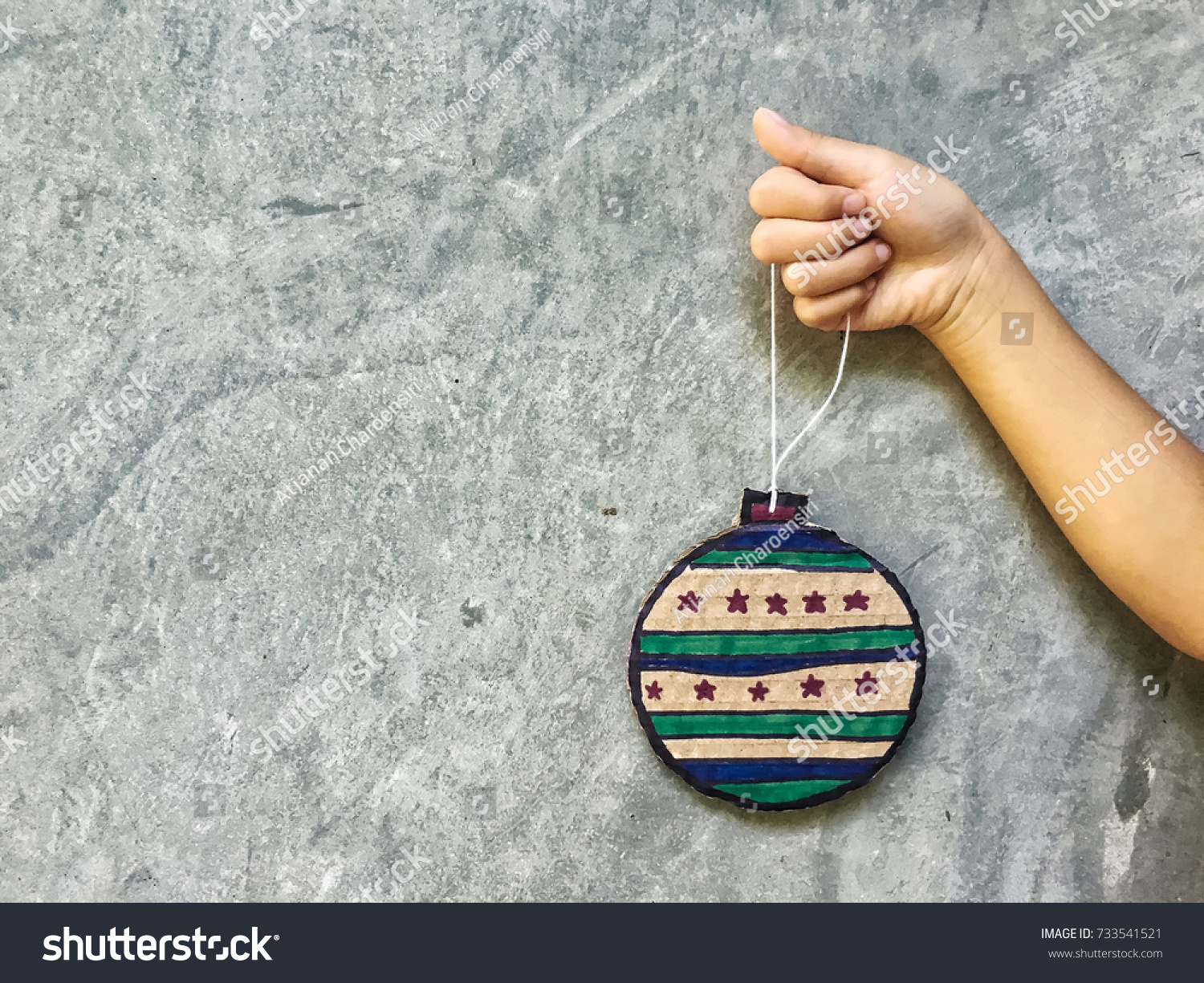 Diy Christmas Decorations Cardboard Paper Homemade Stock Photo
