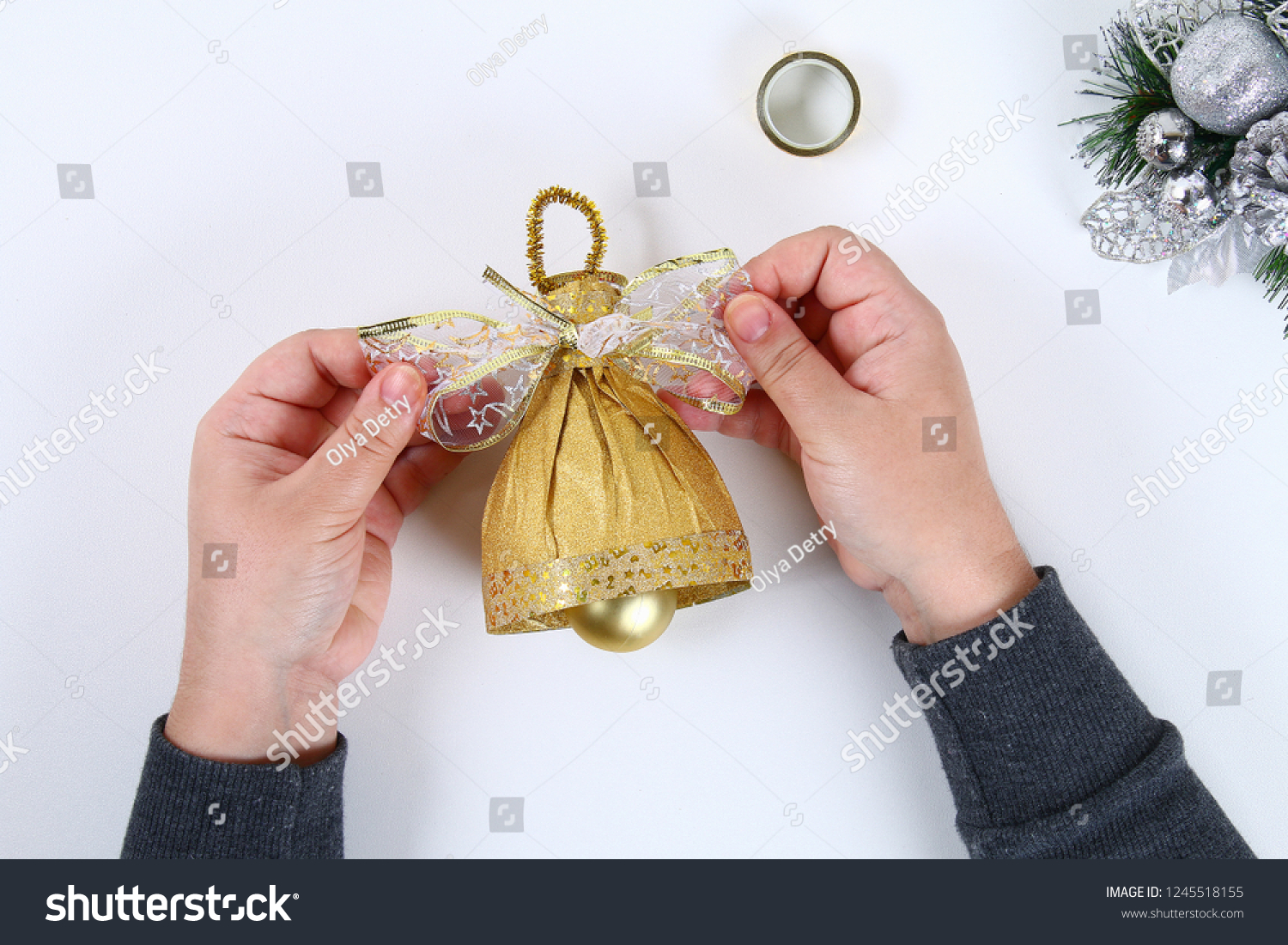 Diy Gold Bell Plastic Bottle Guide The Arts Holidays Stock Image