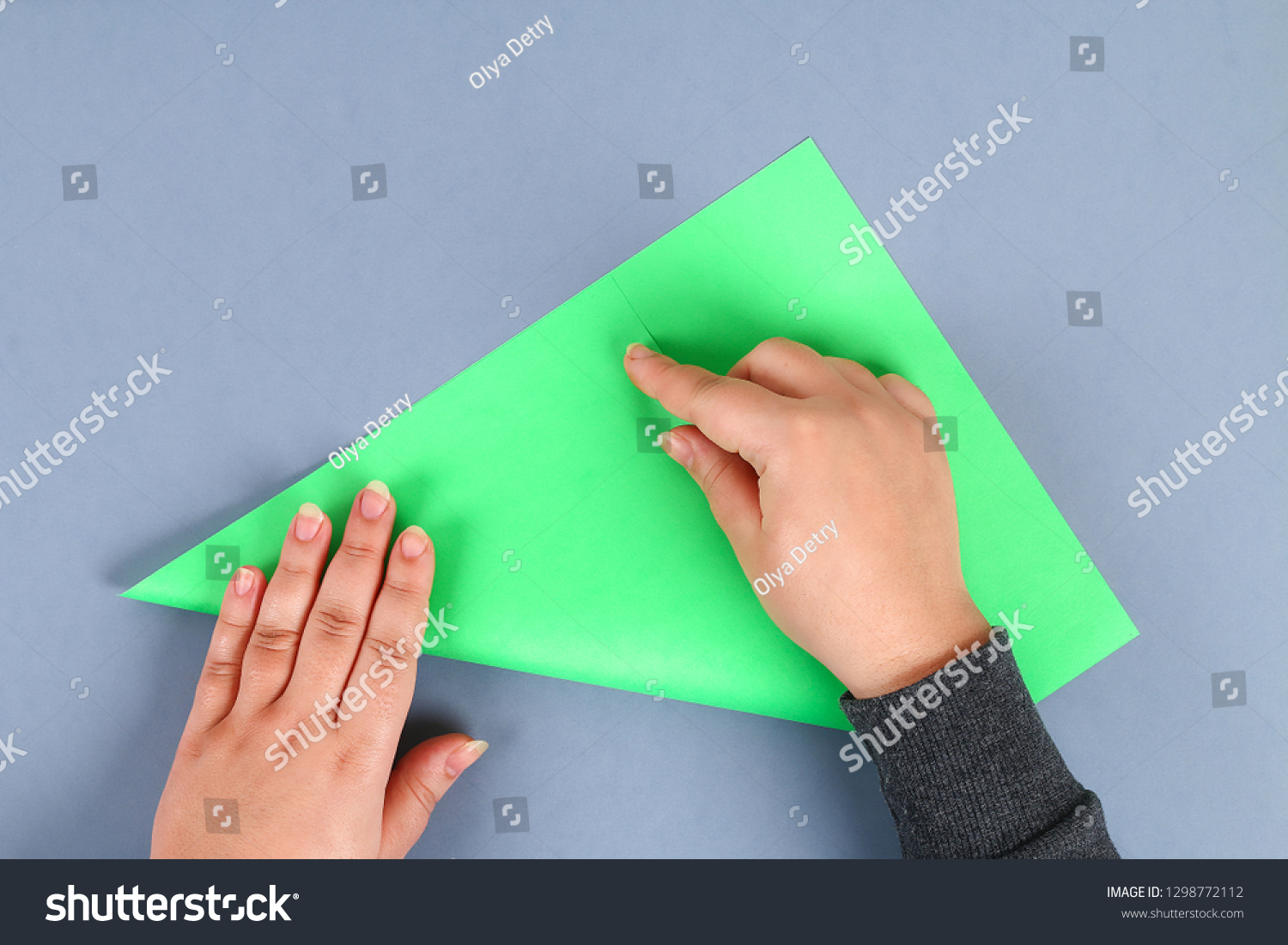 Diy White Shirt Paper Green Tie Stock Photo Edit Now 1298772112