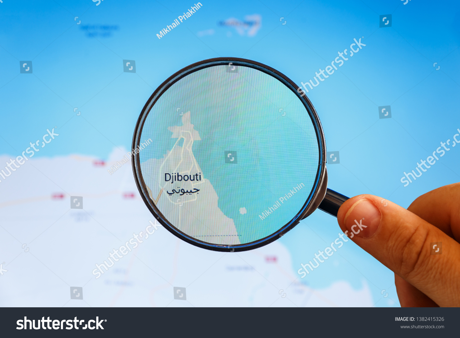 Djibouti Djibouti Political Map City Visualization Stock Photo   Stock Photo Djibouti Djibouti Political Map City Visualization Illustrative Concept On Display Screen 1382415326 