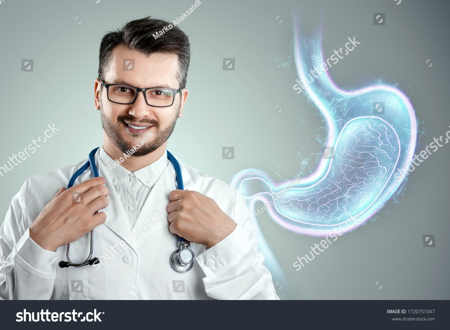 Doctor Against Background Hologram Stomach Endoscopy Stock Photo (Edit ...