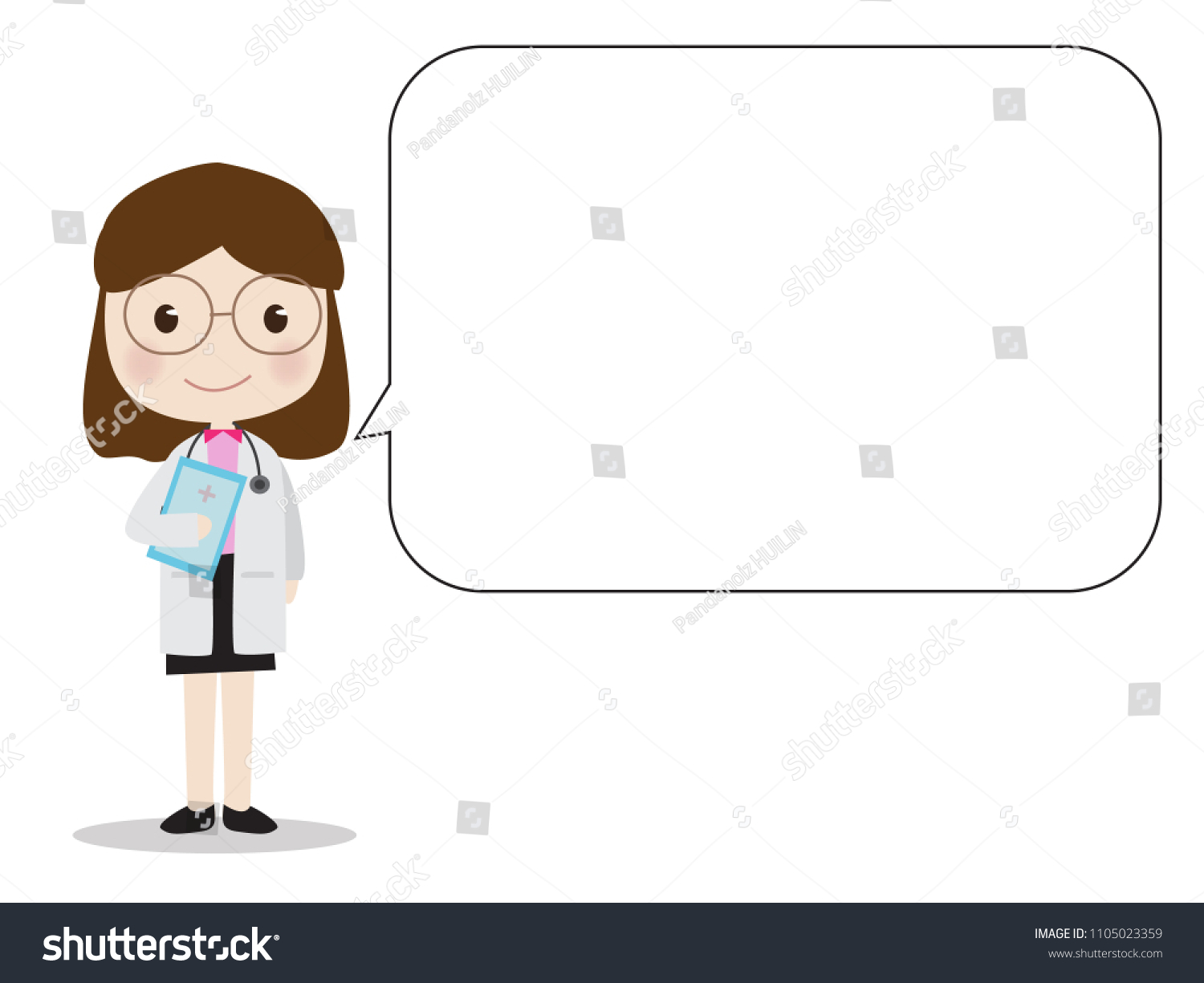 Doctor Girl Cartoon Character Chat Box Stock Illustration