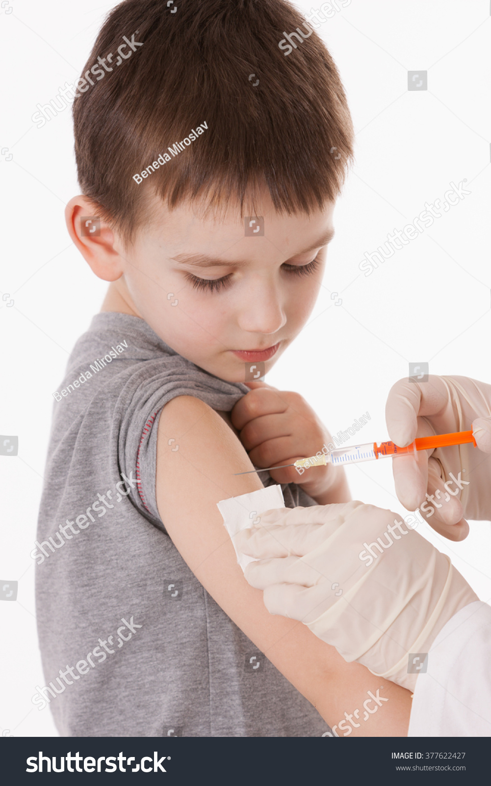 Doctor Giving Child Injection Arm On Stock Photo 377622427 | Shutterstock