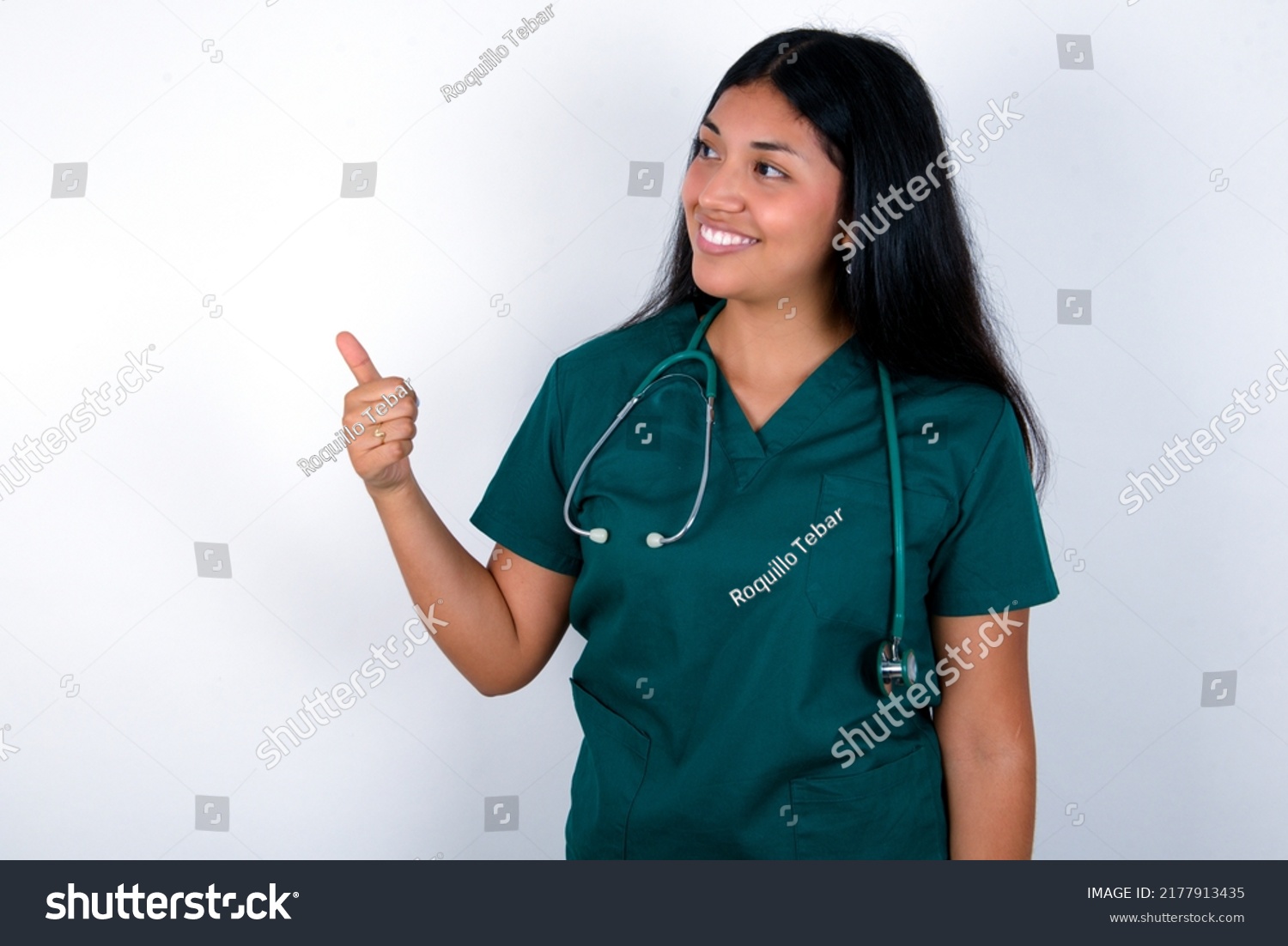 Doctor Hispanic Woman Wearing Surgeon Uniform Stock Photo 2177913435 ...