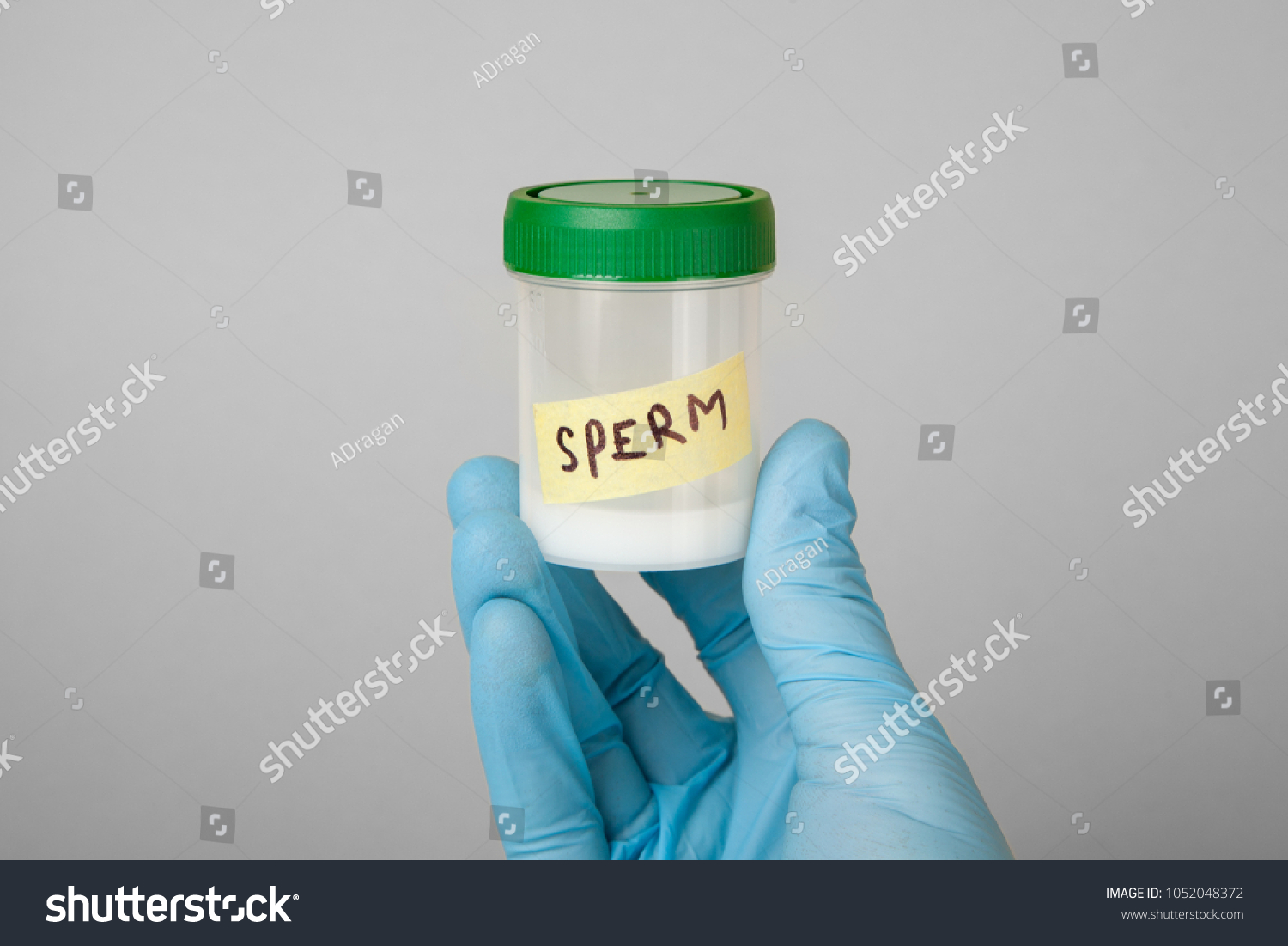 Doctor Glove Holds Jar Sample Sperm Stock Photo Edit Now 1052048372