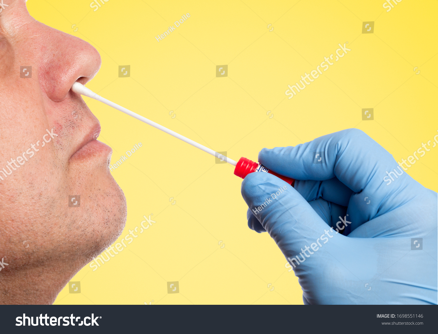 Doctor Makes Cotton Swab Nasal Swab Stock Photo 1698551146 Shutterstock