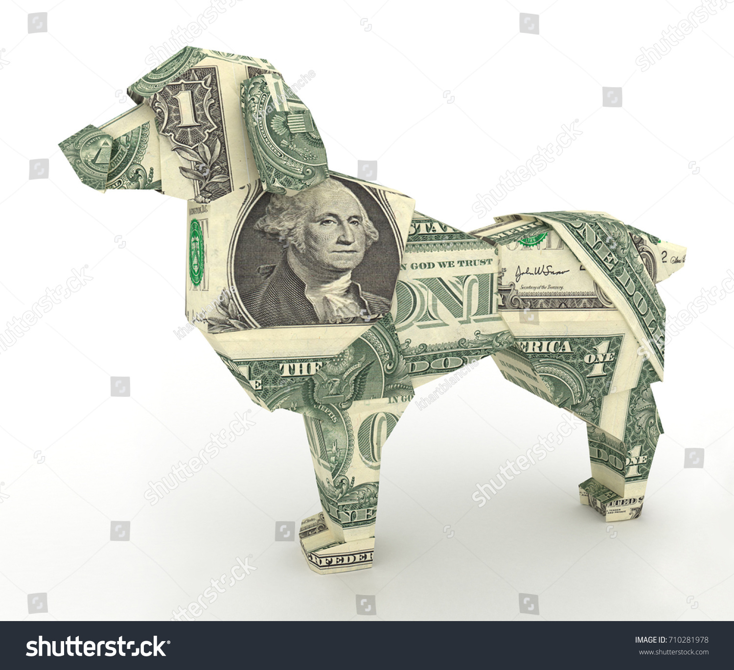 Dollar Dog Money Origami Symbol Chinese Stock Illustration