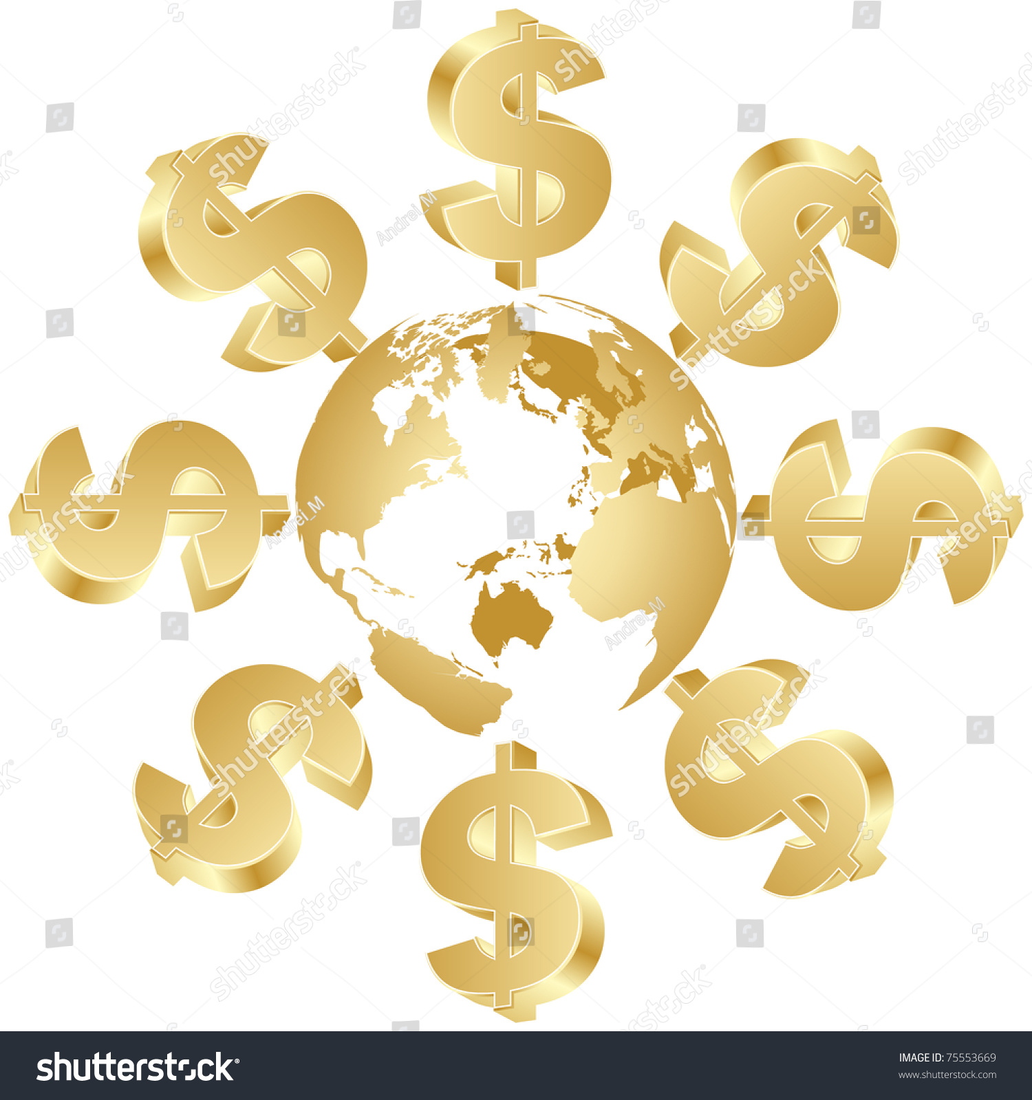 Dollar Symbols Around World Stock Illustration 75553669