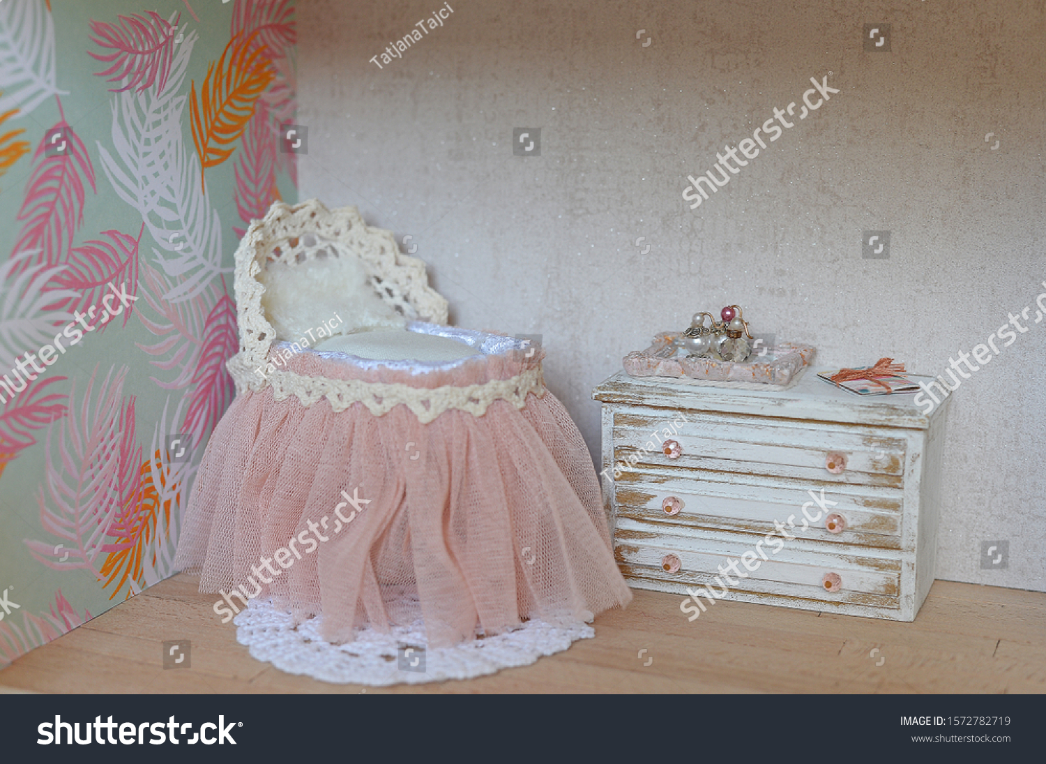 Dollhouse Baby Room Crib Bed Furniture Stock Photo Edit Now