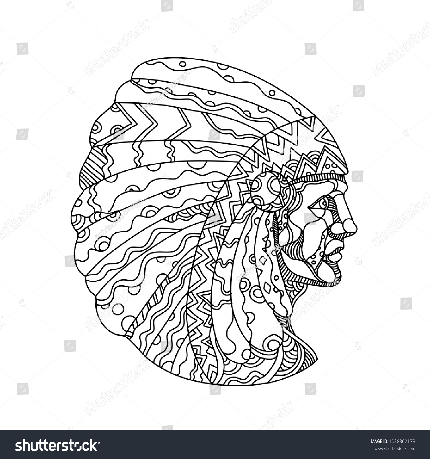 Doodle Art Illustration Native American American Stock Illustration