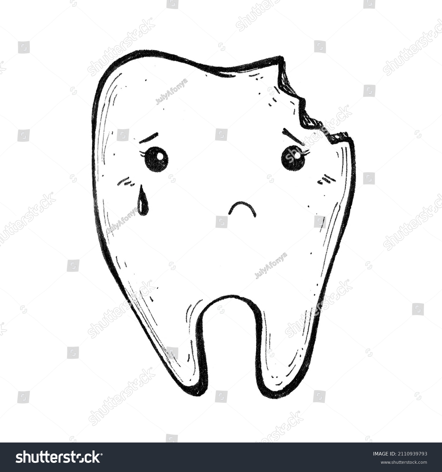 Doodle Illustration Cartoon Teeth Cute Teeth Stock Illustration ...