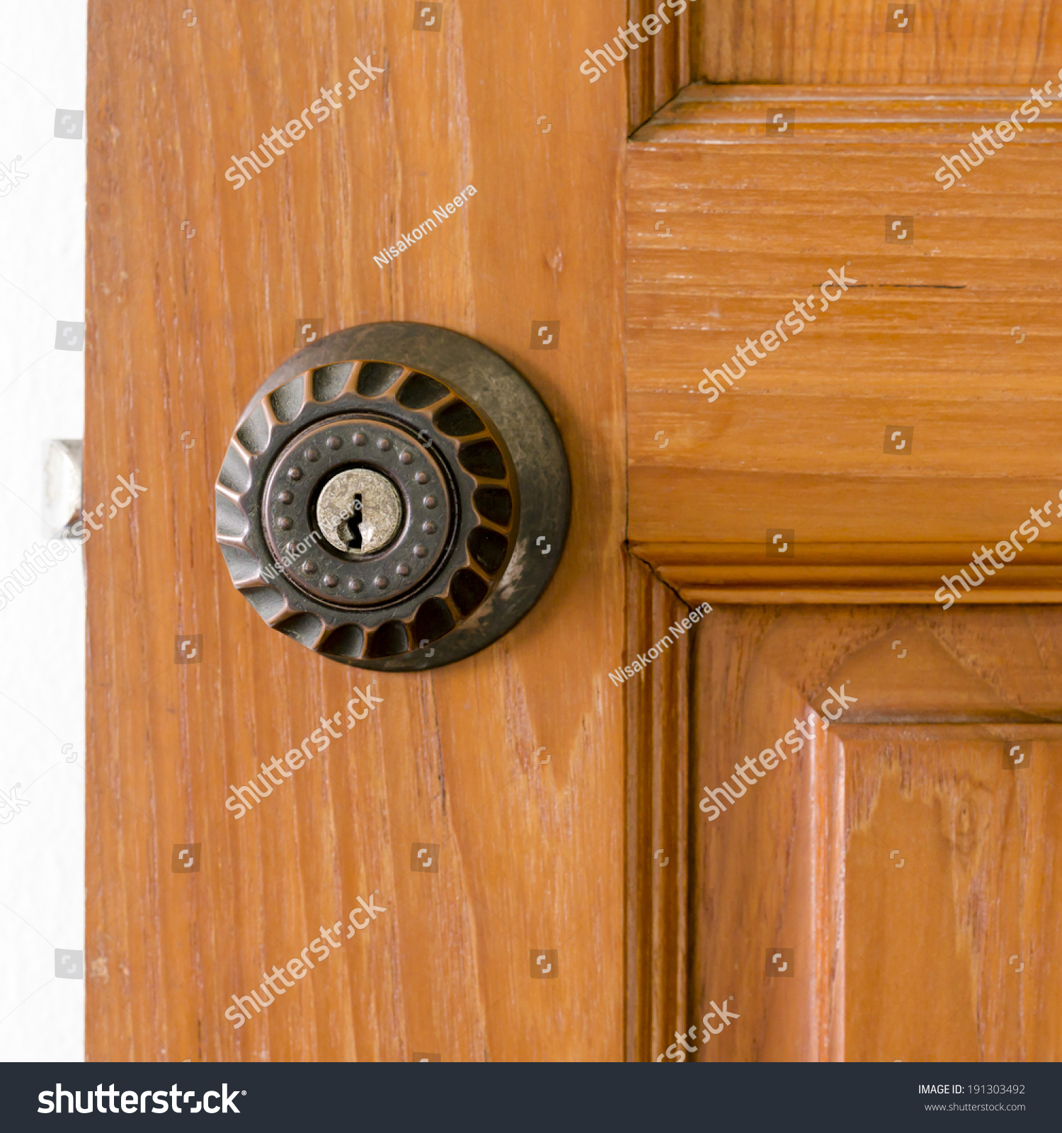 Door Knob Key Hold On Wood Stock Photo Edit Now 191303492