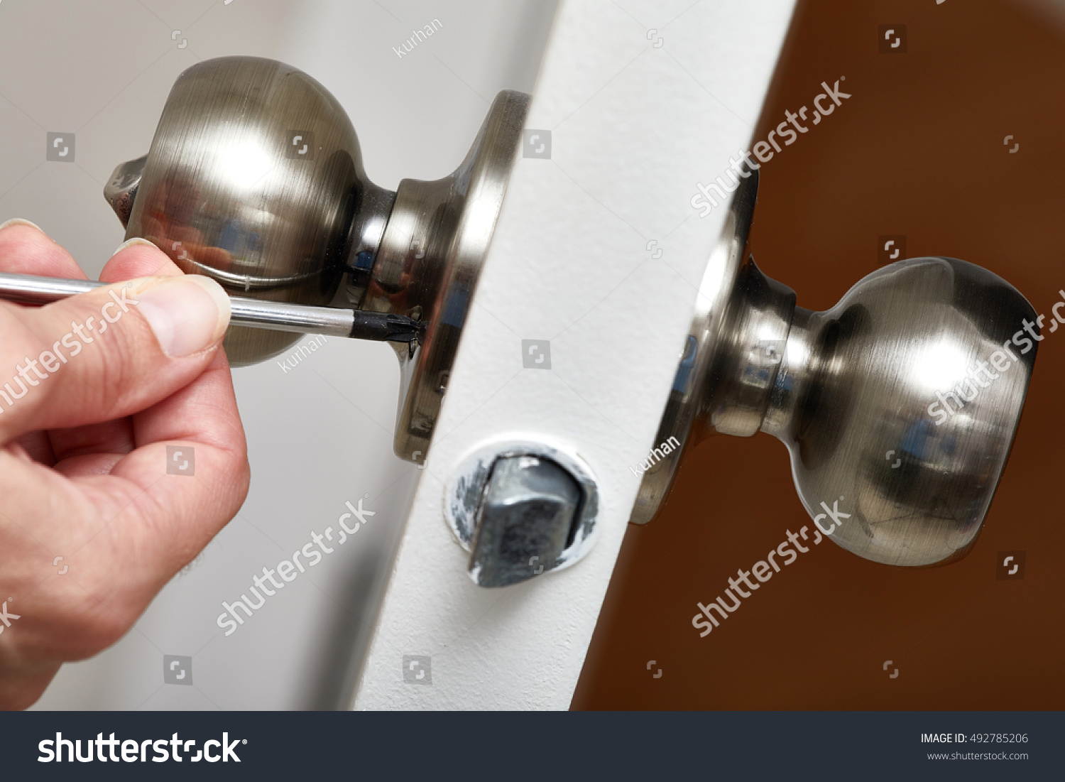 Door Knob Installation Stock Photo Edit Now 492785206