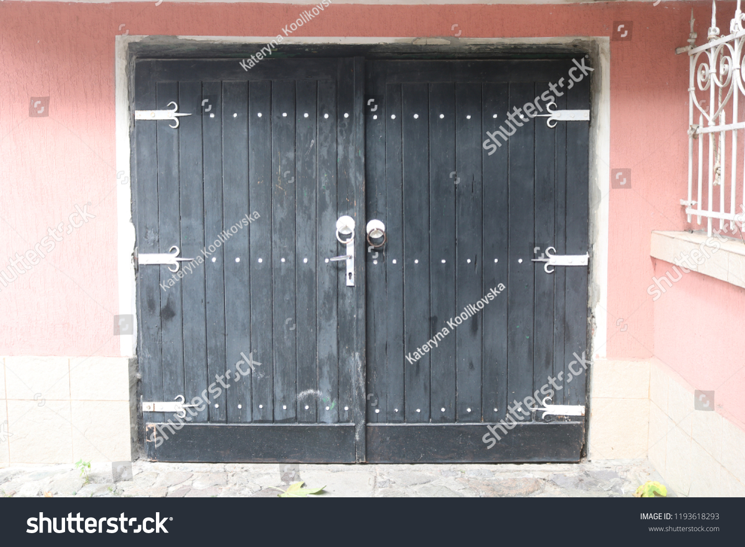 Doors Made Different Types Wood Visible Stock Photo Edit