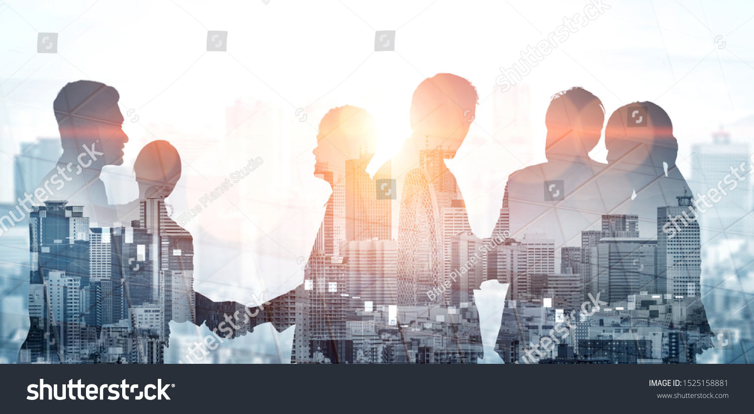 Double Exposure Image Many Business People Stock Photo 1525158881 ...