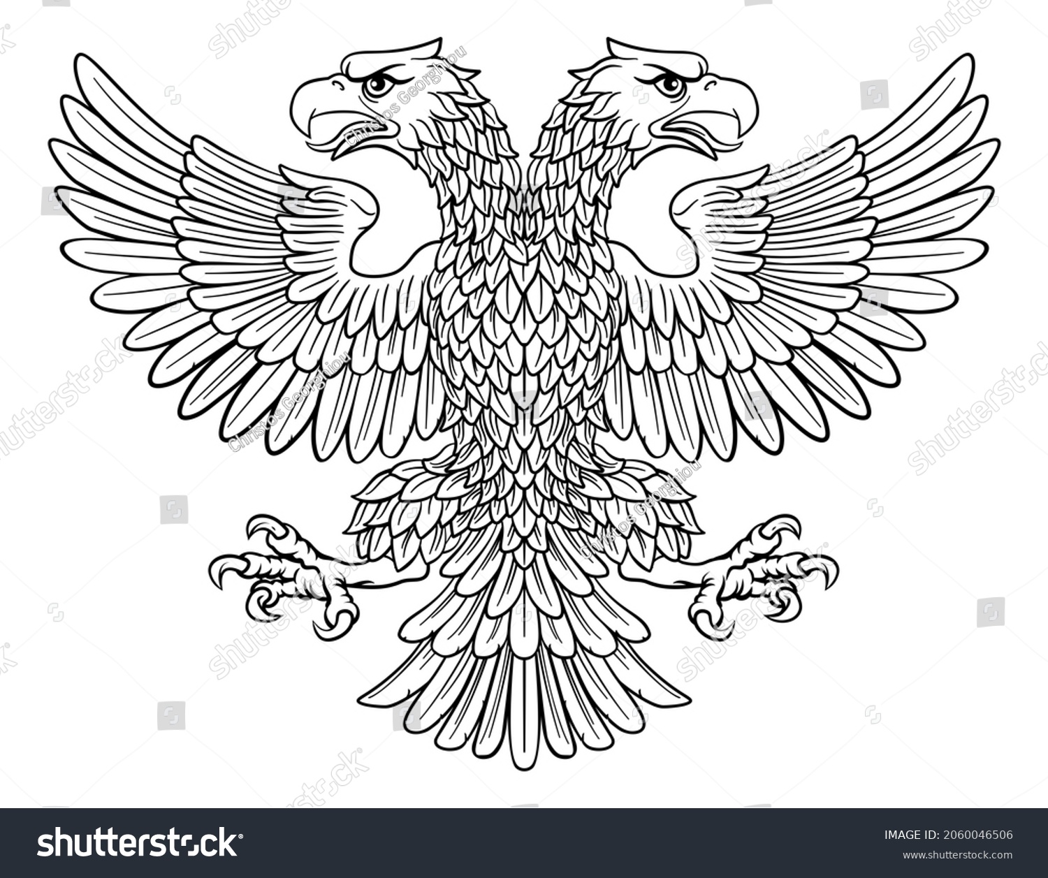 Double Headed Eagle Two Heads Possibly Stock Illustration 2060046506