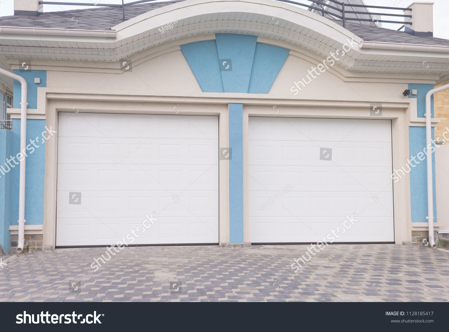 Double Roller Blinds White Garage Stock Photo Edit Now