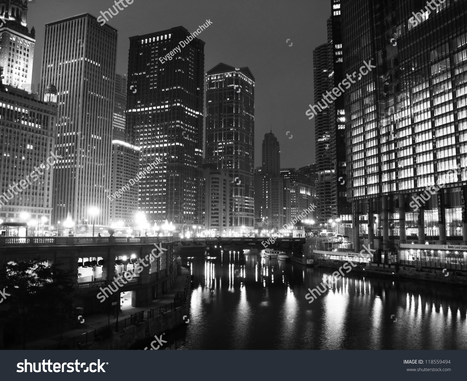 Downtown Chicago In Black And White Stock Photo 118559494 : Shutterstock