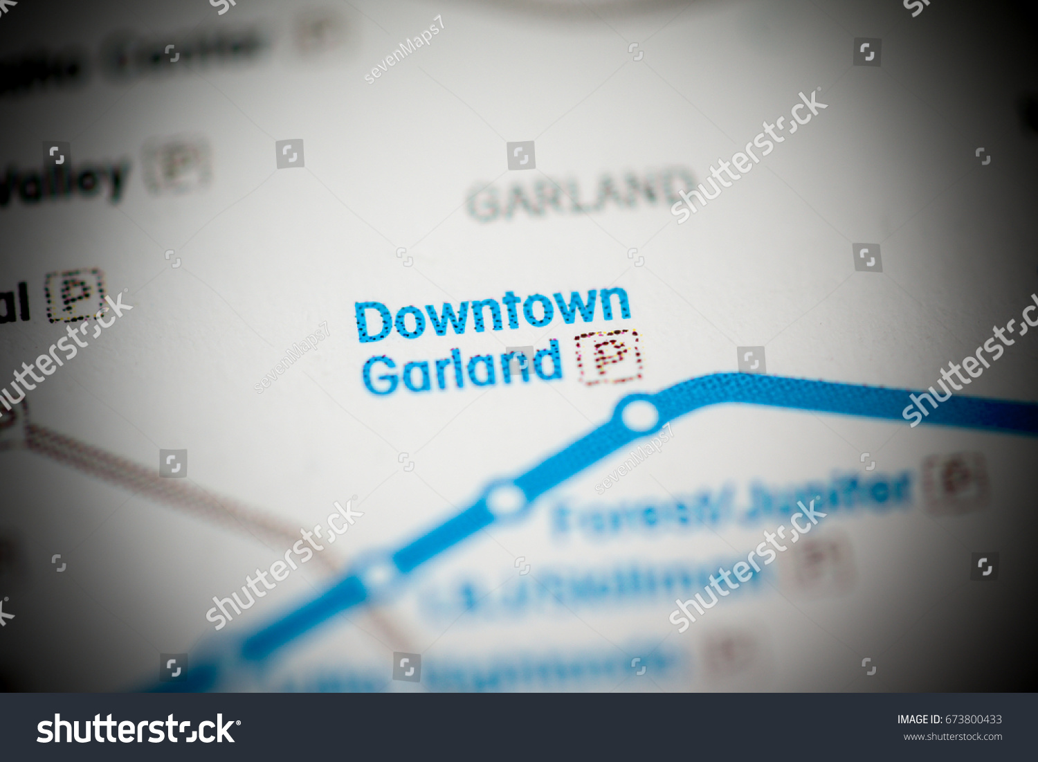 Downtown Garland Station Dallas Metro Map 673800433 Shutterstock   Stock Photo Downtown Garland Station Dallas Metro Map 673800433 