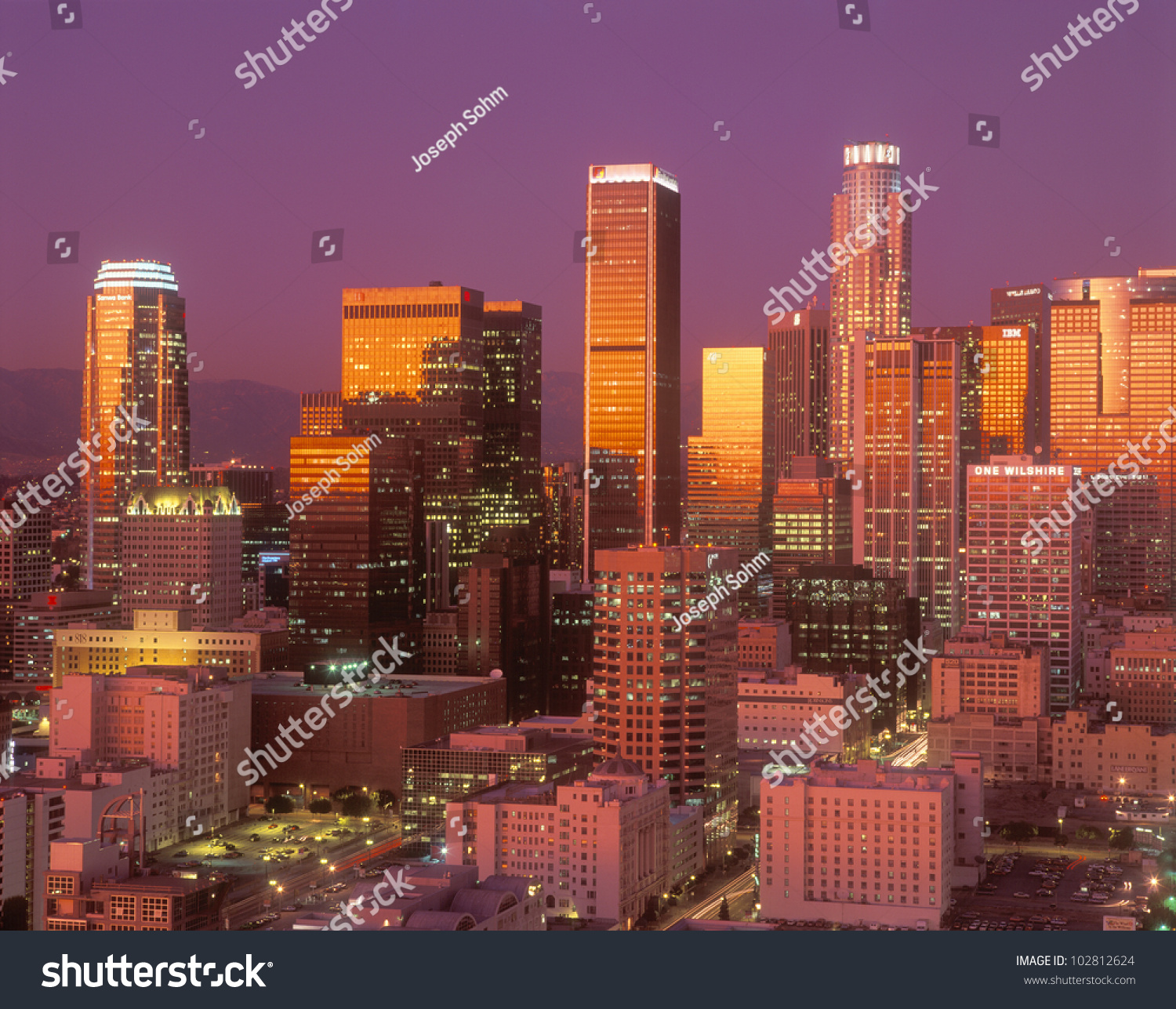 Downtown Los Angeles, California At Sunset Stock Photo 102812624 ...