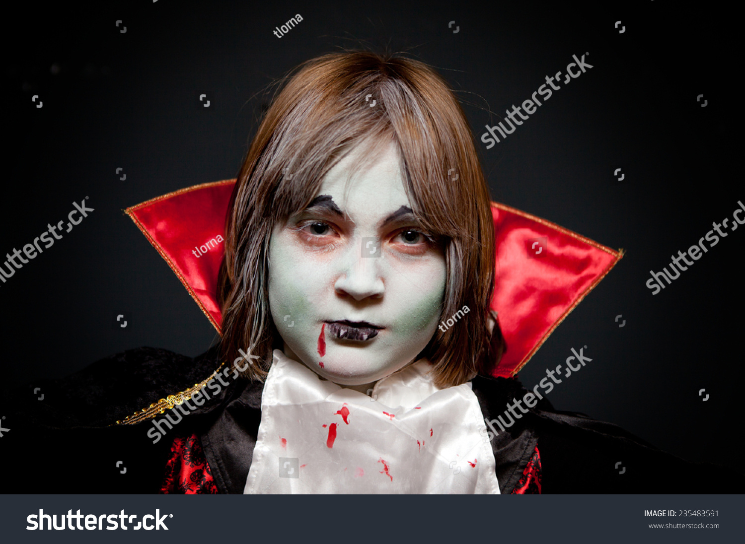 Dracula Child Dressed Vampire Halloween Seasonal Stock Photo Edit