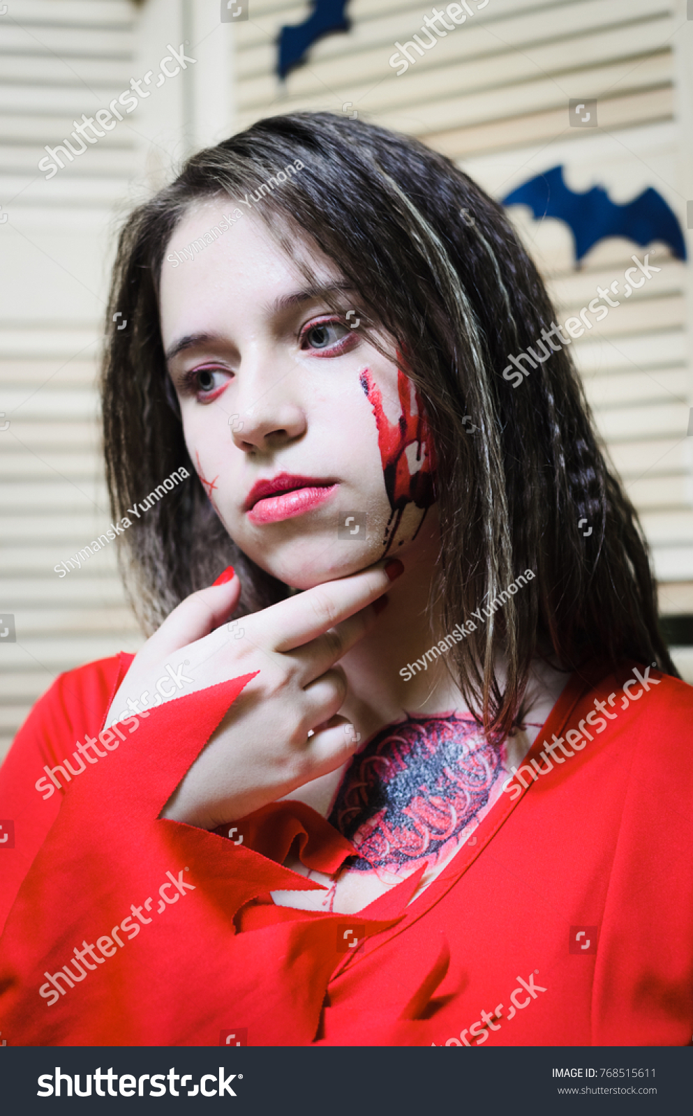 Dracula Childlittle Girl Halloween Makeup Stock Photo Edit Now