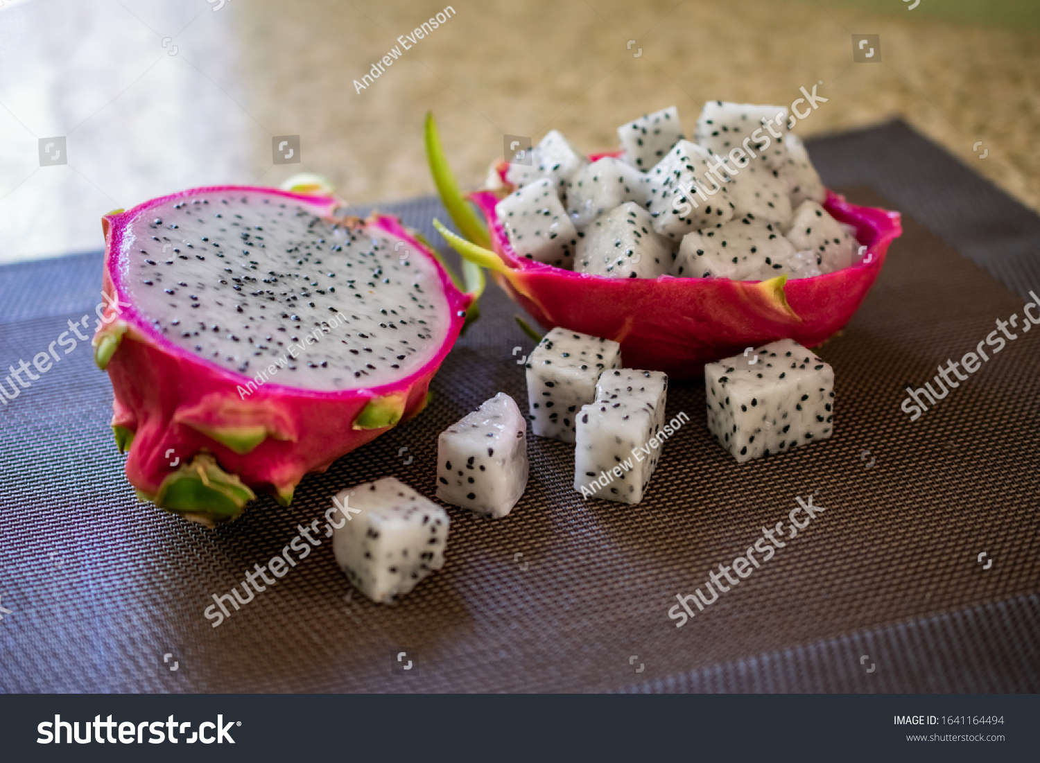 Dragon Fruit Diced Into Large Cubes Stock Photo Edit Now 1641164494