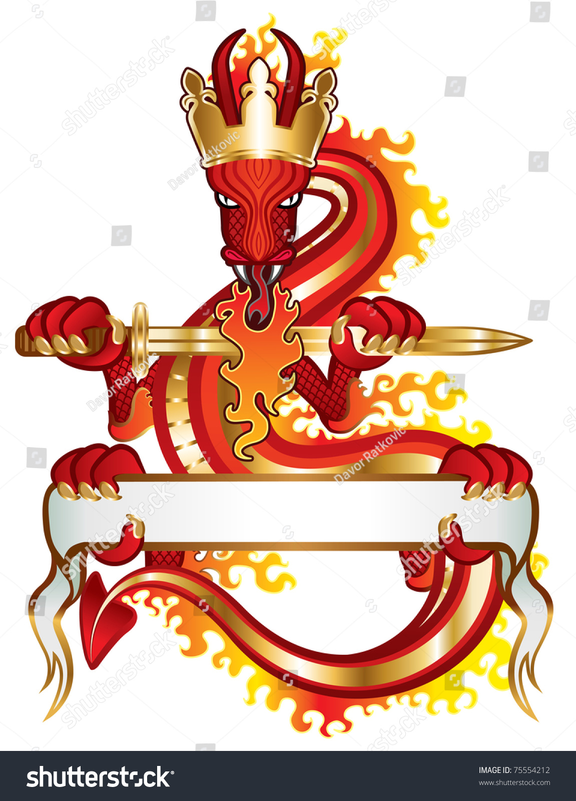 Dragon King Sword Banner Your Text Stock Illustration