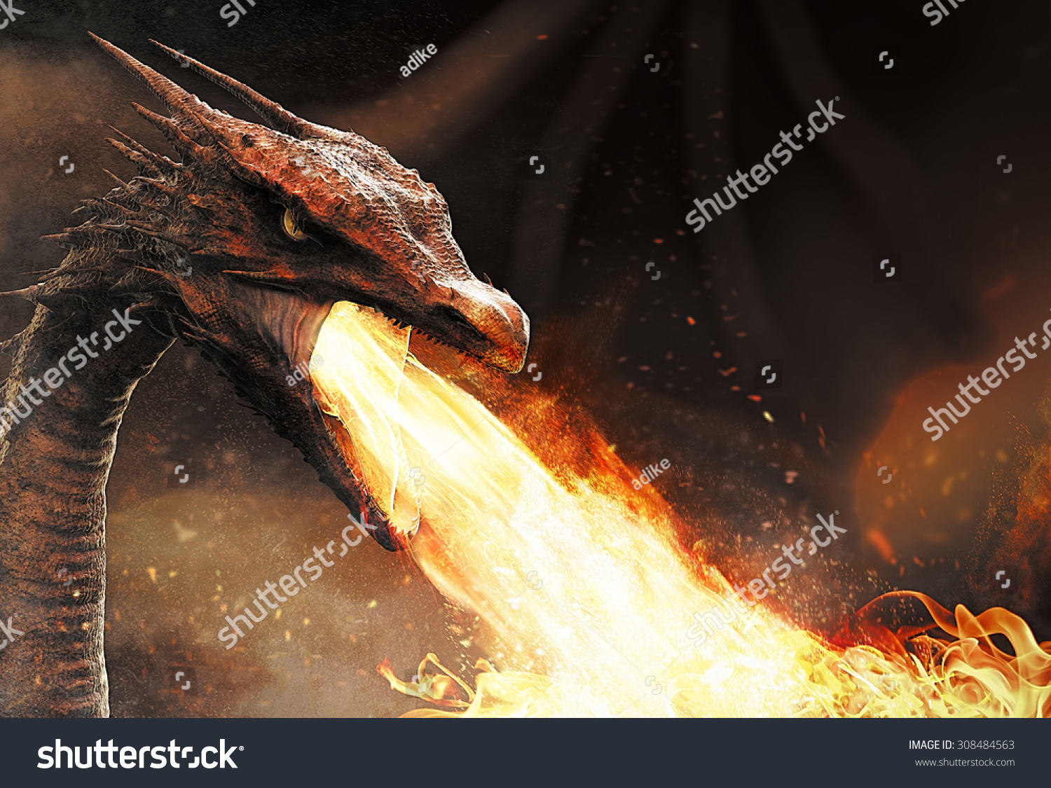 火を吐くドラゴン のイラスト素材