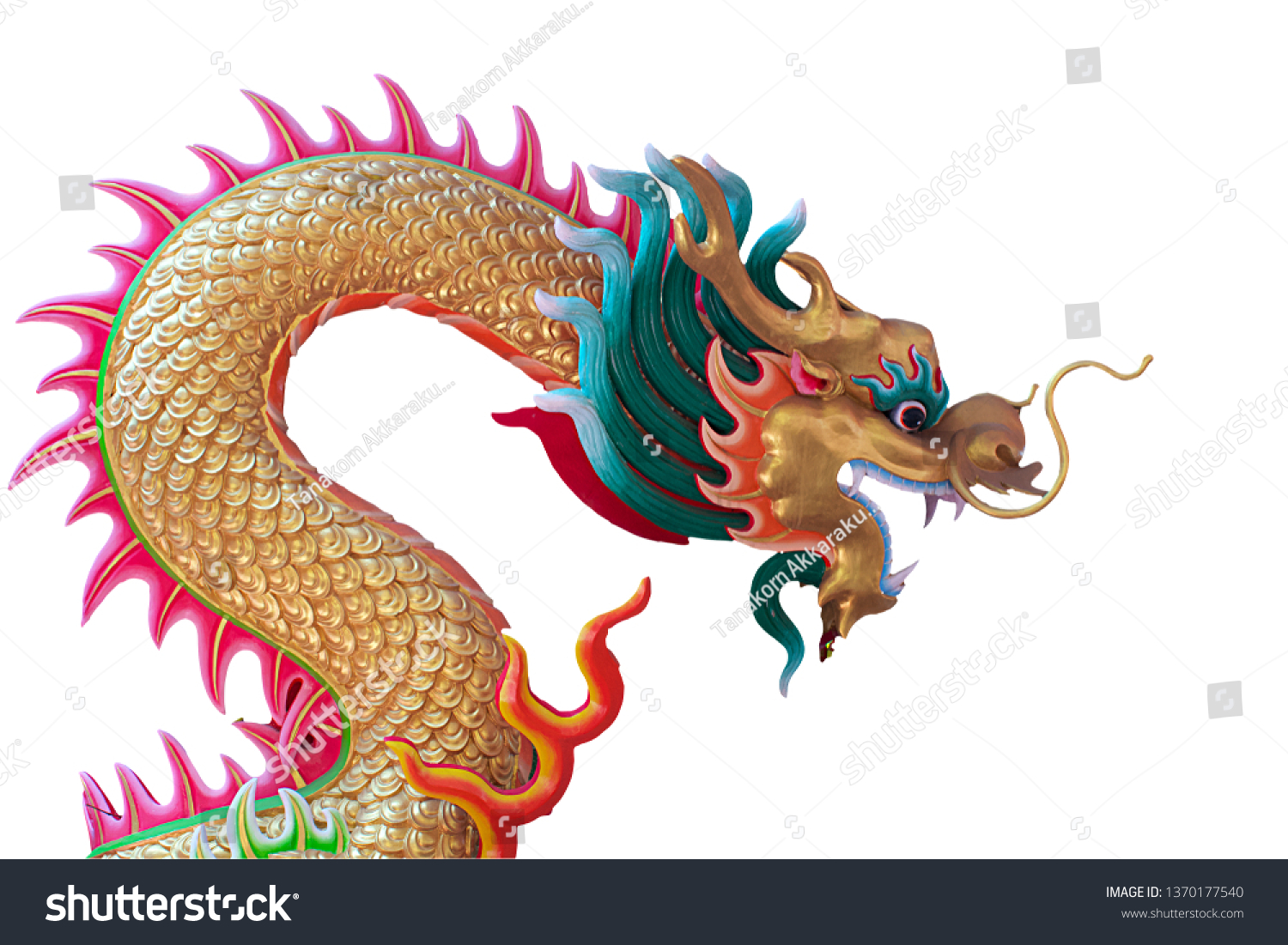 Dragon Statue Side View Isolated On Stock Photo (Edit Now) 1370177540